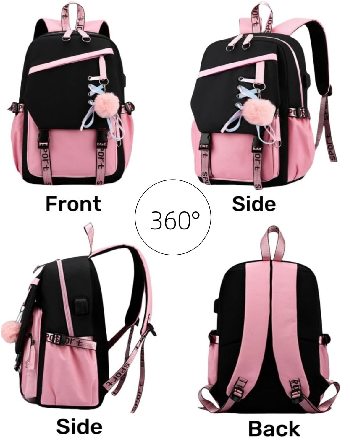 Girls Backpack with Case Girls Pink Backpacks