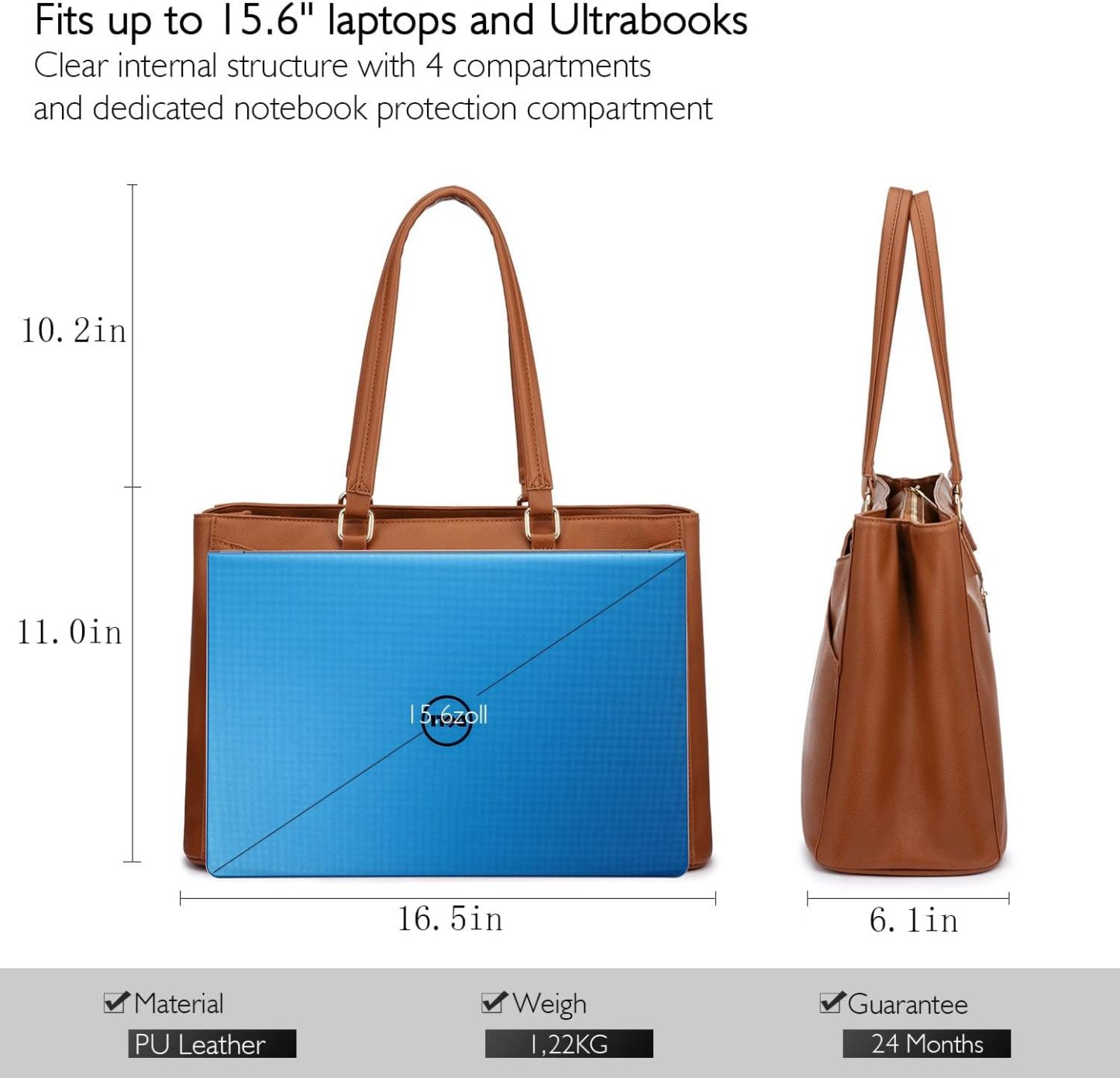 Laptop Tote Bag Waterproof Leather Computer Bags Business