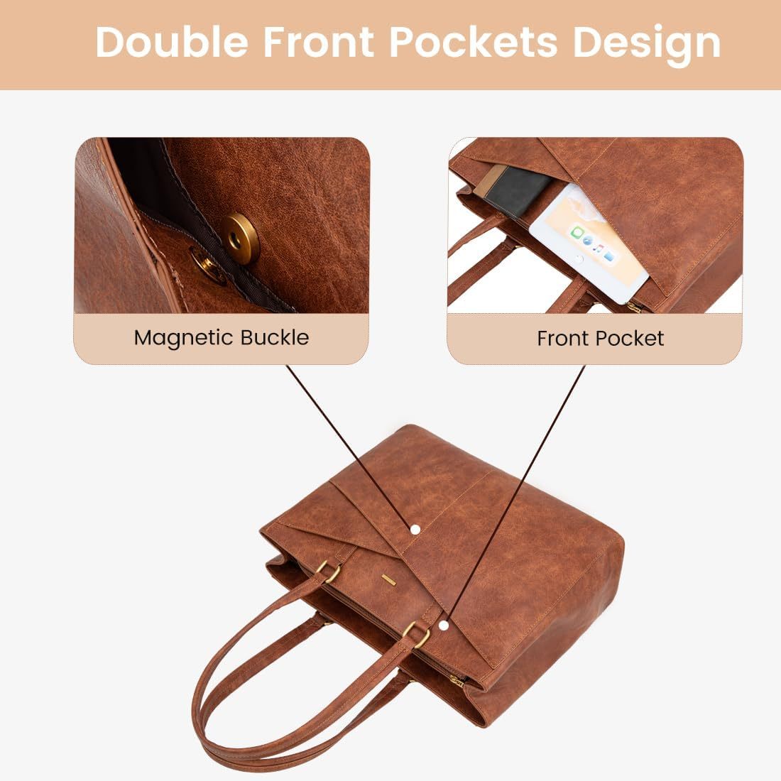 Laptop Tote Bag Waterproof Leather Computer Bags Business