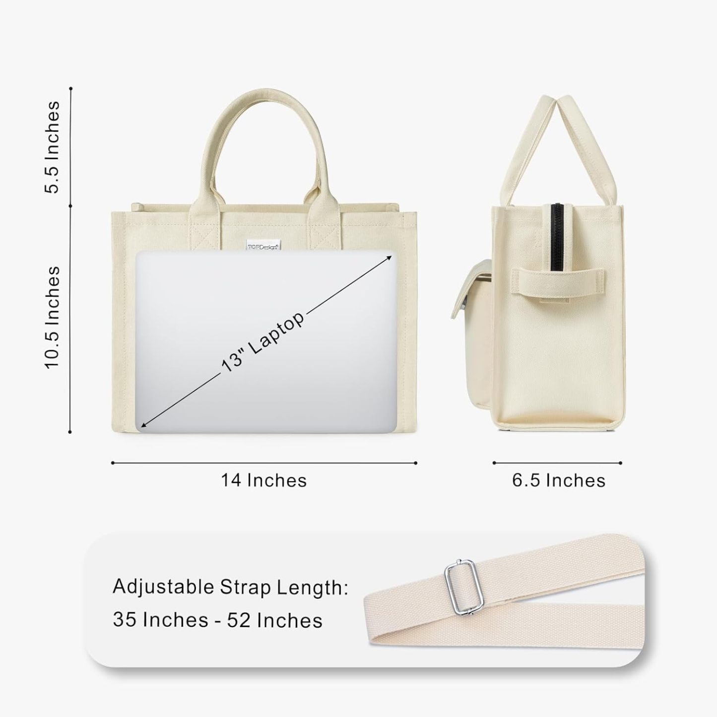 Heavy Duty Canvas Tote Bag for Women Handbag with Pockets