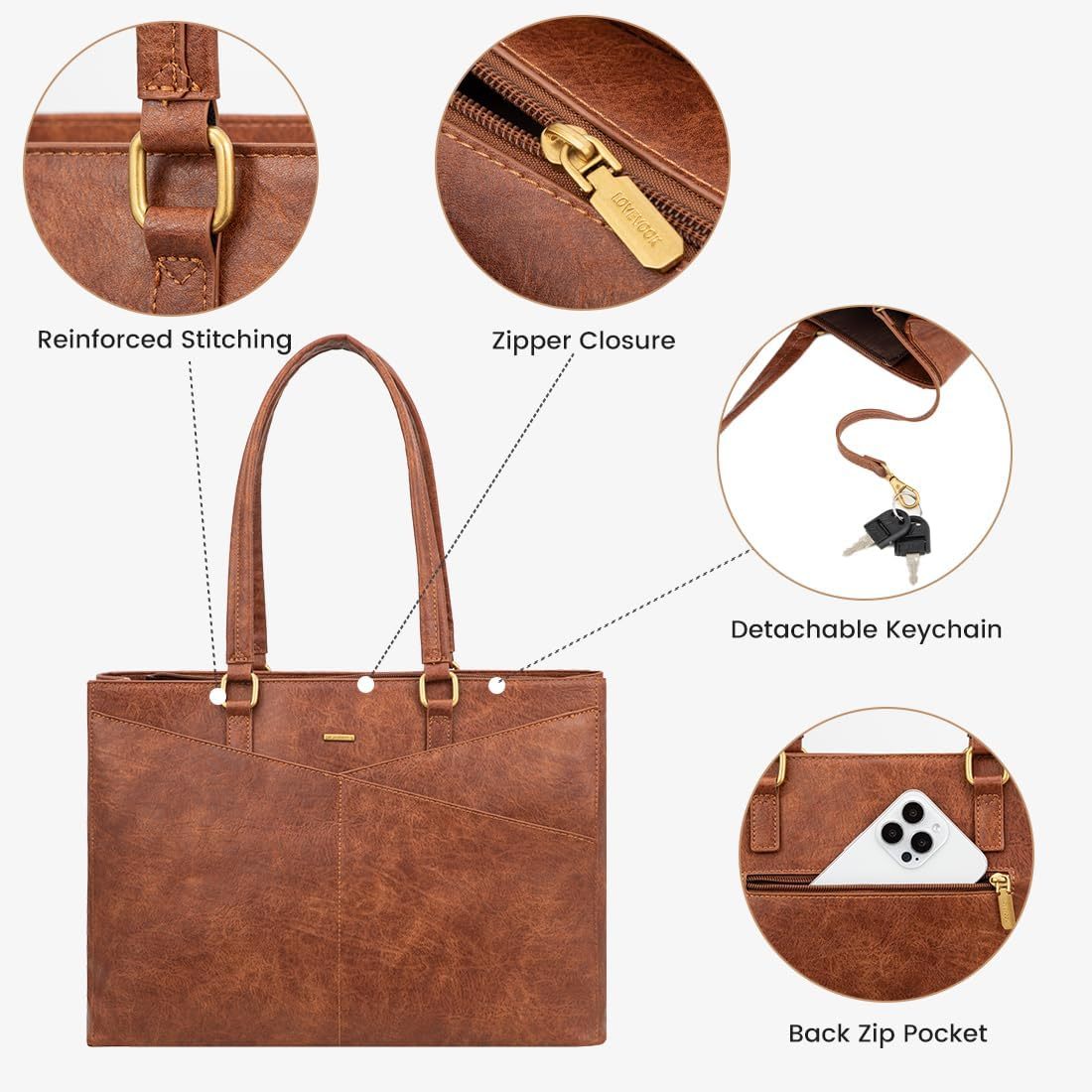 Laptop Tote Bag Waterproof Leather Computer Bags Business