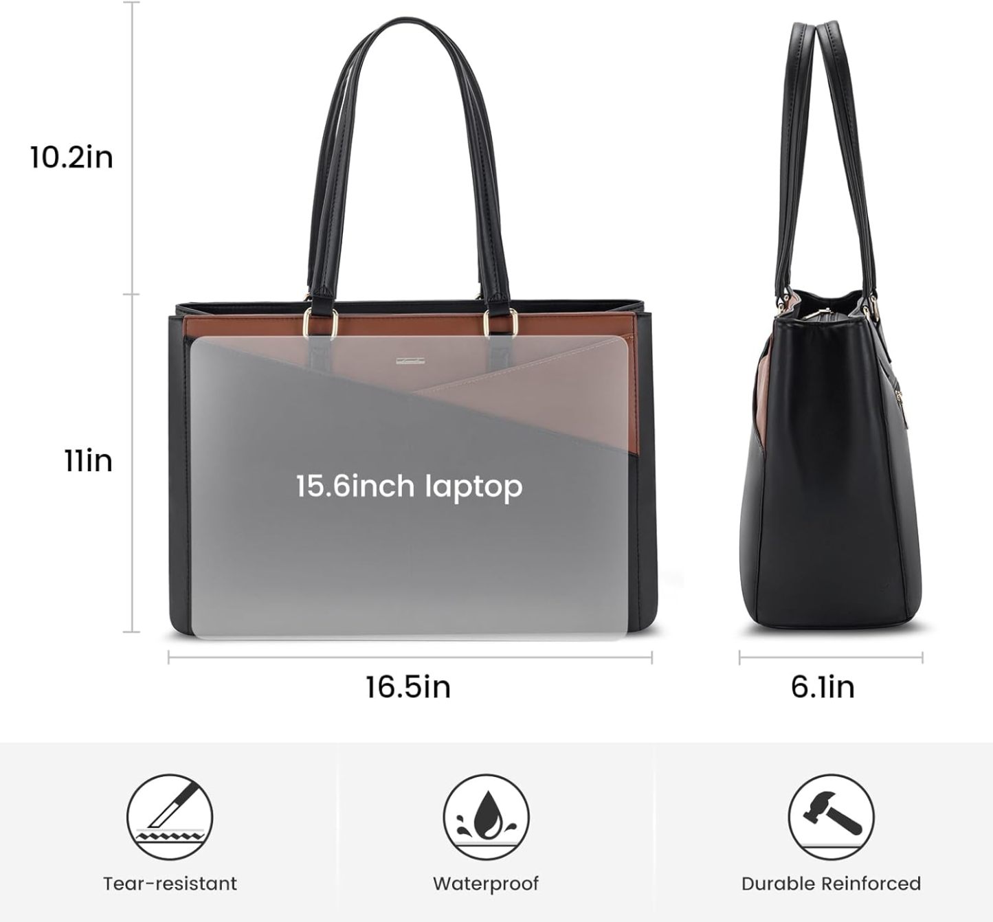 Laptop Tote Bag Waterproof Leather Computer Bags Business