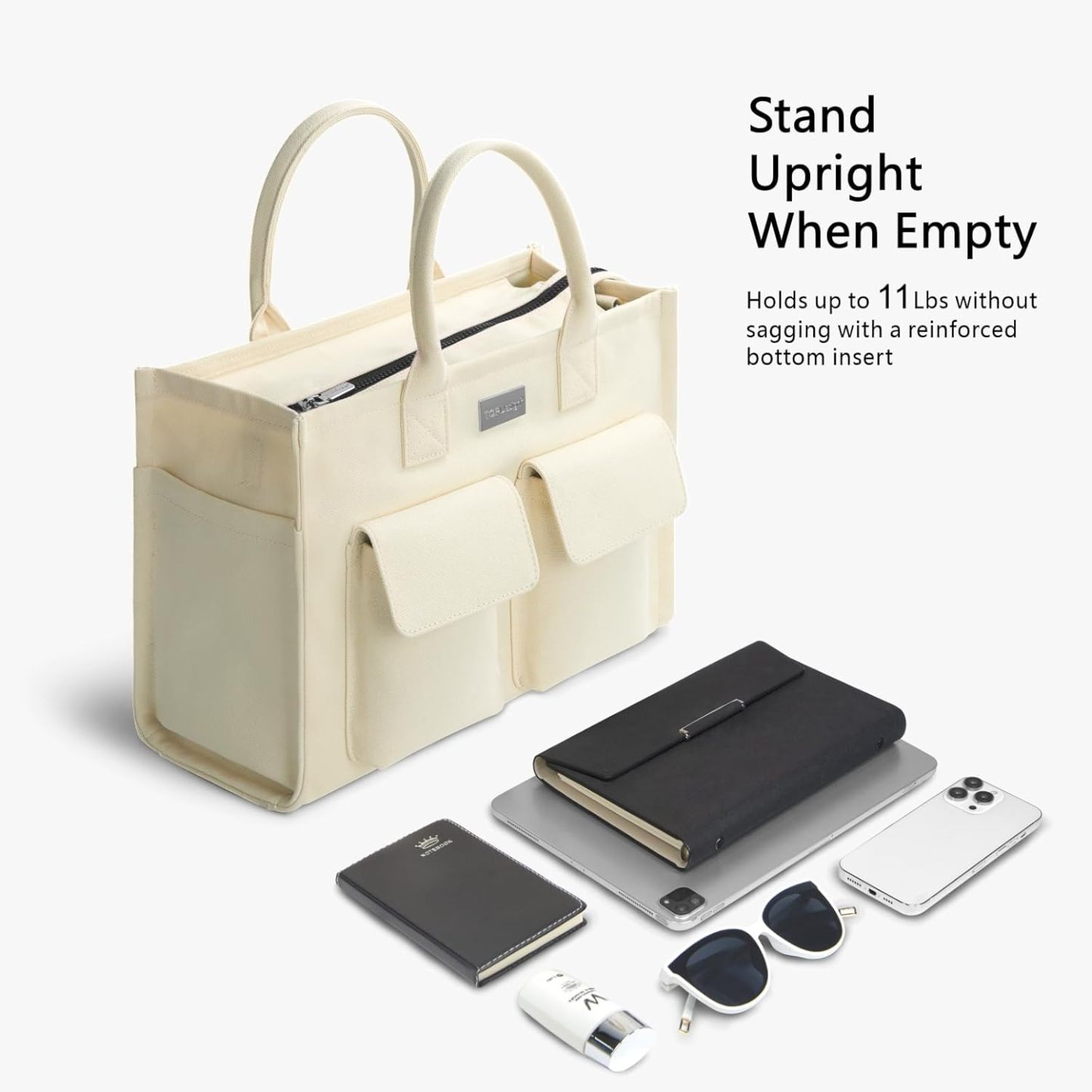 Heavy Duty Canvas Tote Bag for Women Handbag with Pockets
