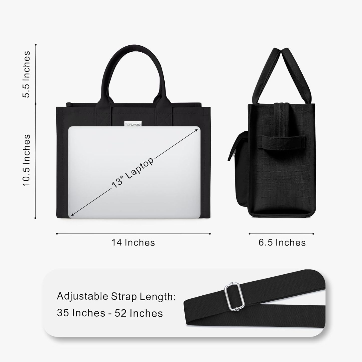 Heavy Duty Canvas Tote Bag for Women Handbag with Pockets