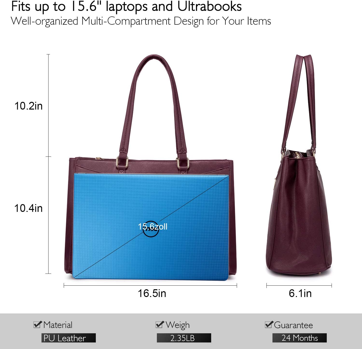 Laptop Tote Bag Waterproof Leather Computer Bags Business
