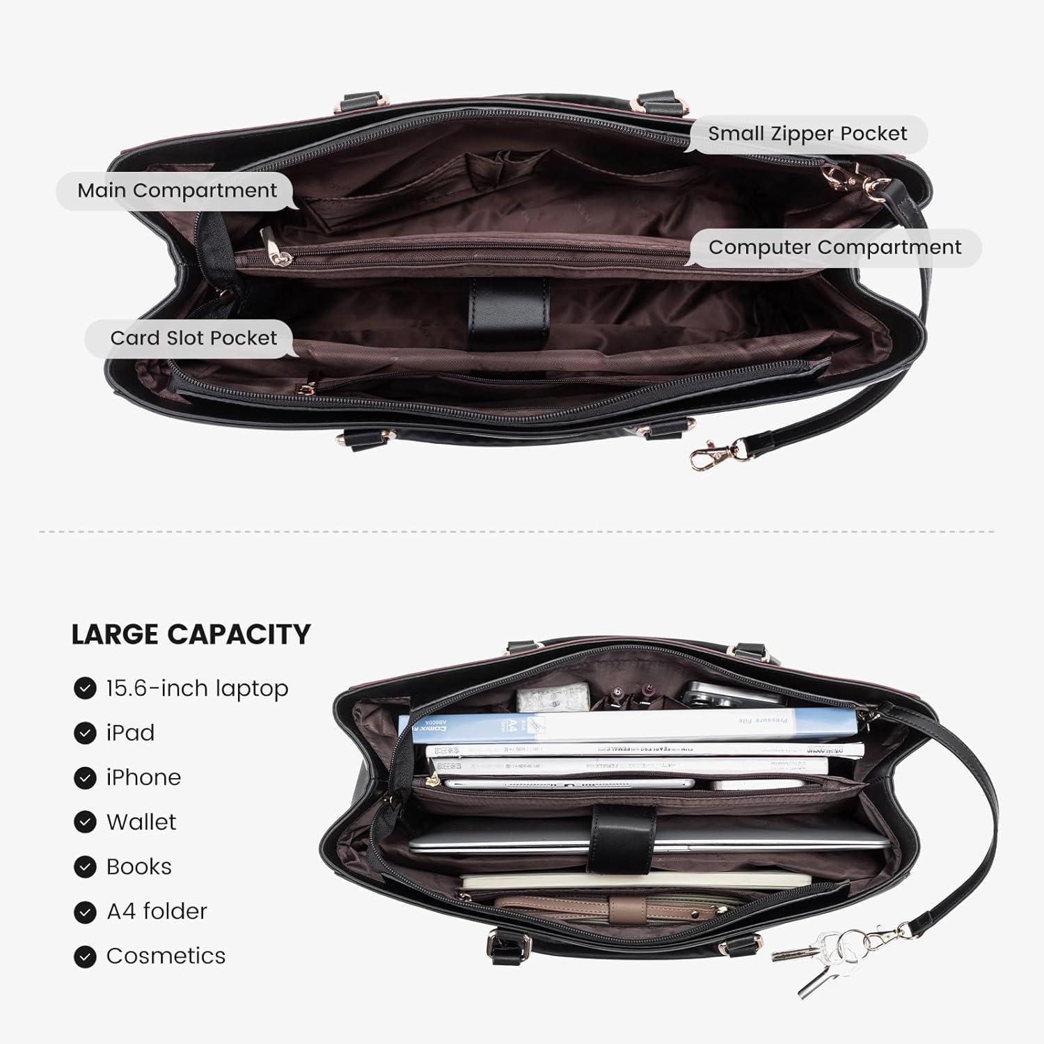 Laptop Tote Bag Waterproof Leather Computer Bags Business