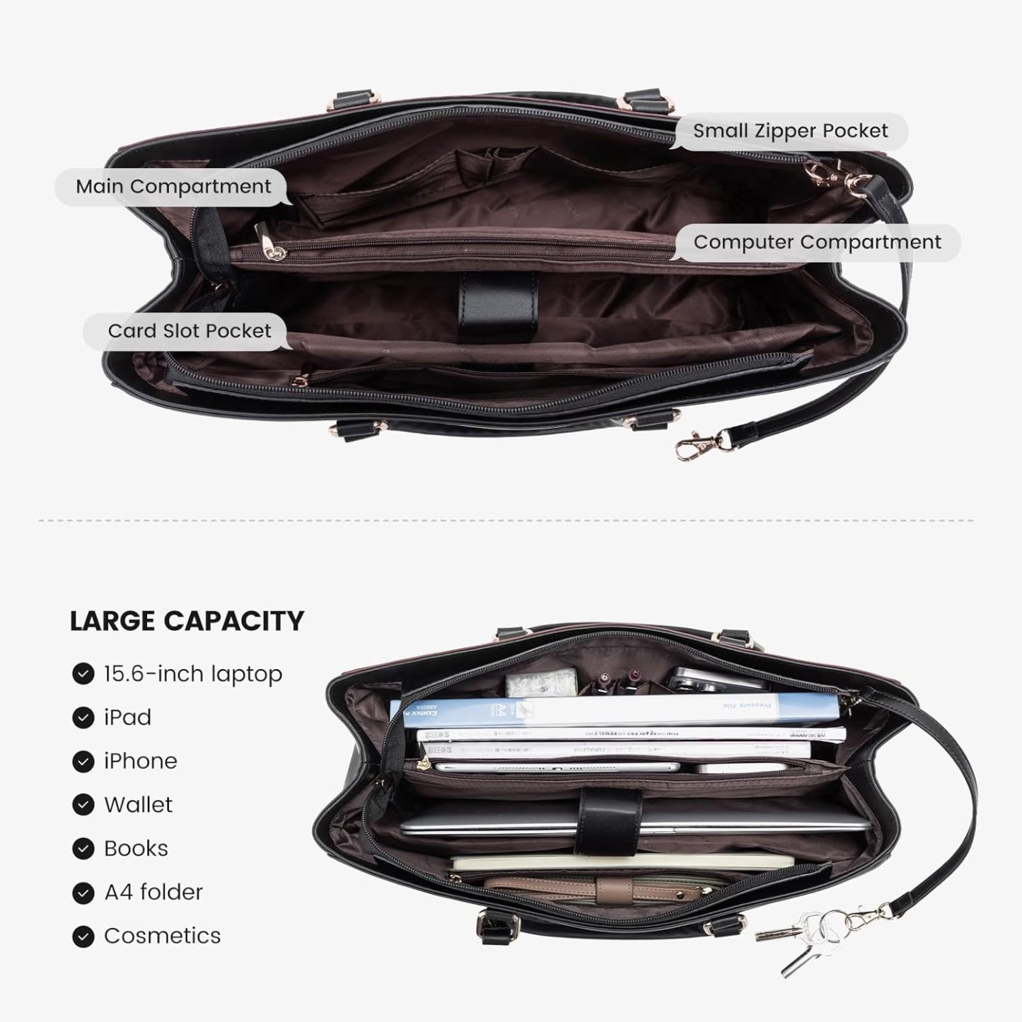 Laptop Tote Bag Waterproof Leather Computer Bags Business