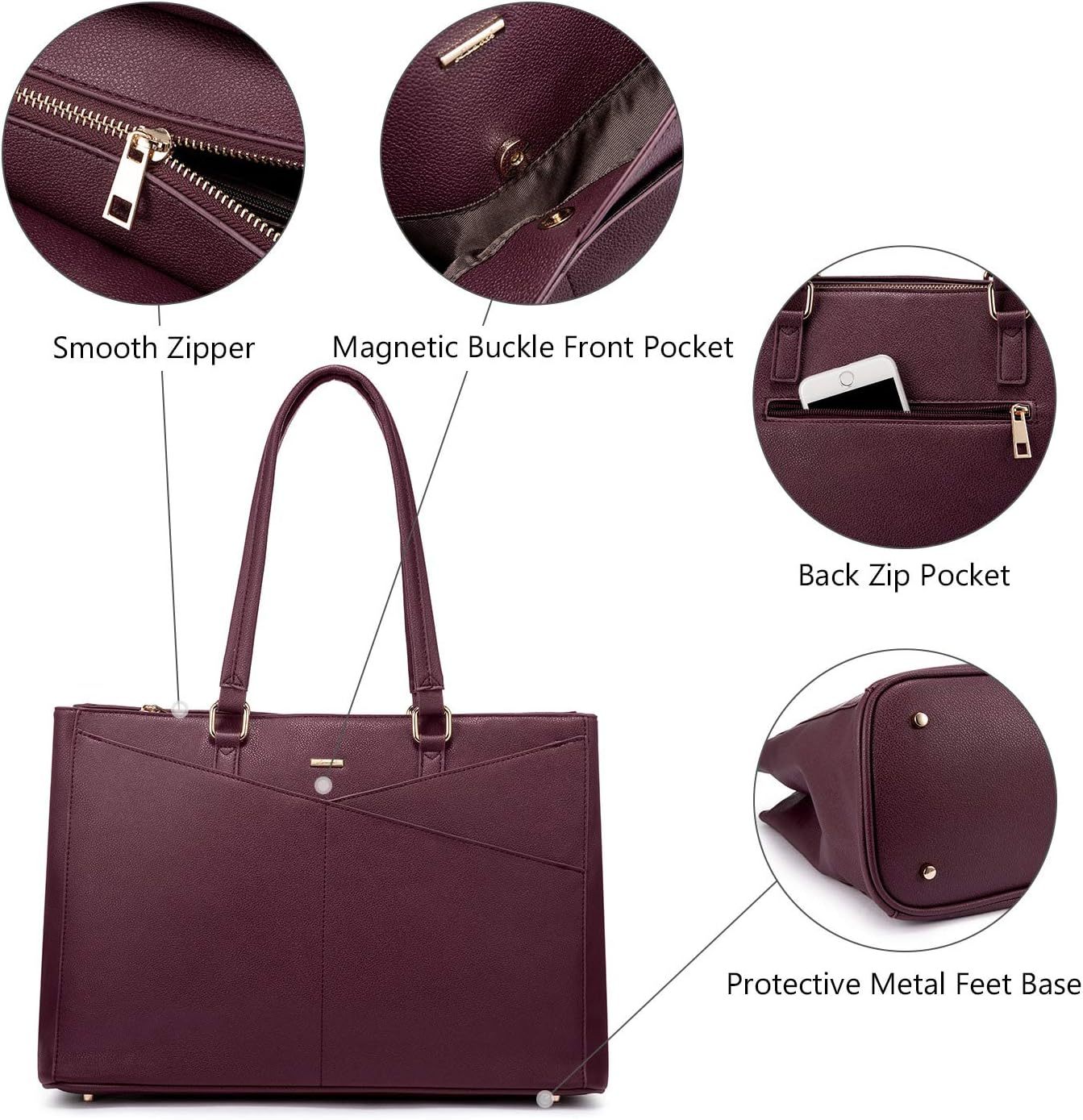 Laptop Tote Bag Waterproof Leather Computer Bags Business