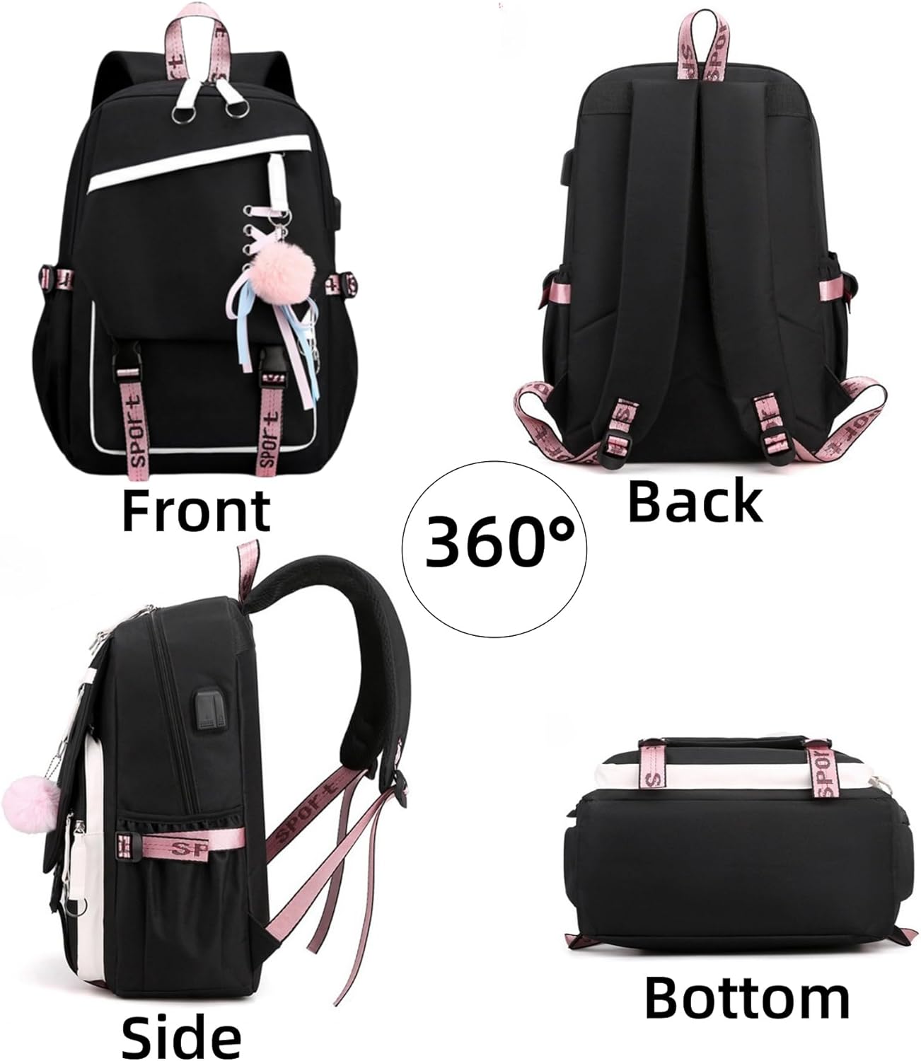 Girls Backpack with Case Girls Pink Backpacks