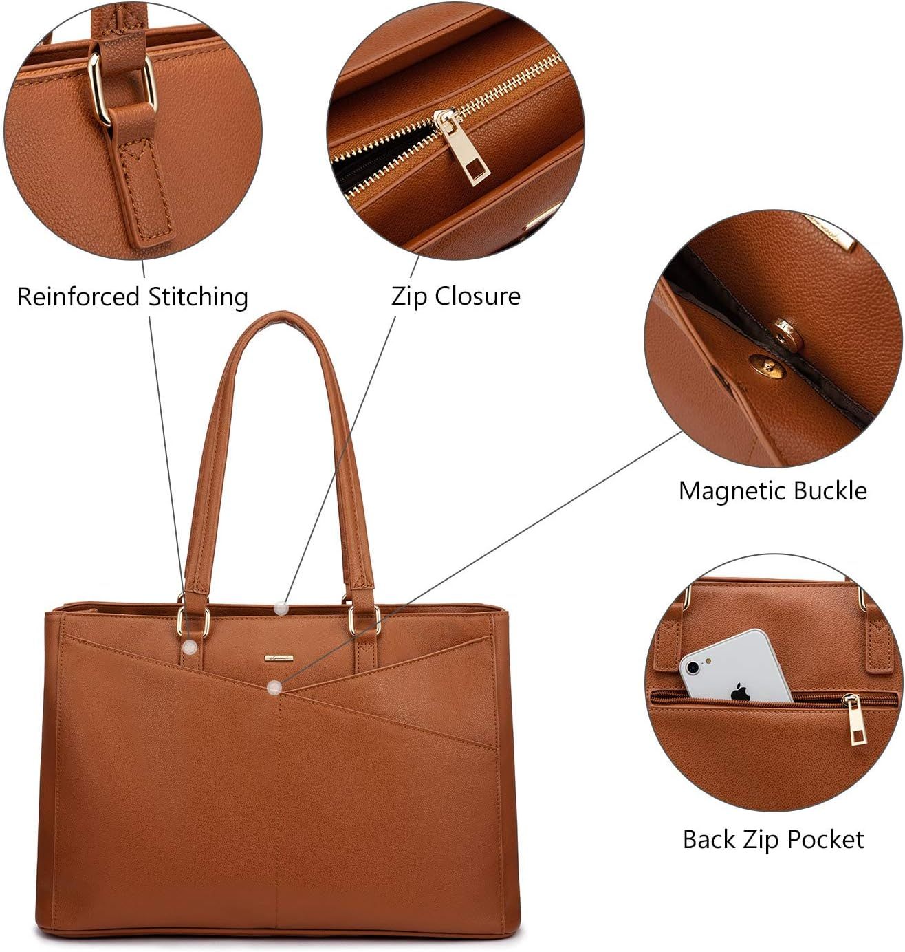 Laptop Tote Bag Waterproof Leather Computer Bags Business