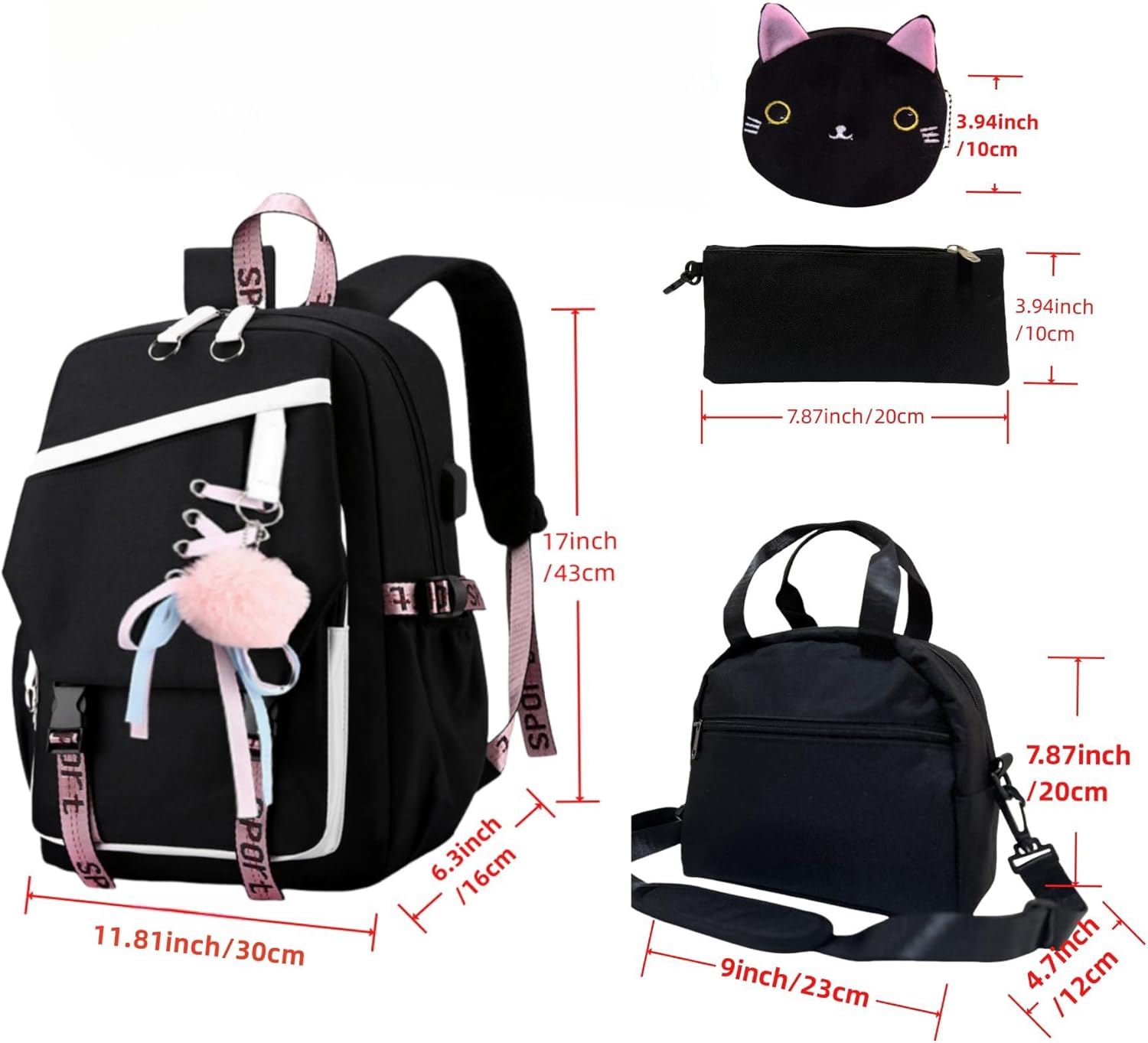 Girls Backpack with Case Girls Pink Backpacks
