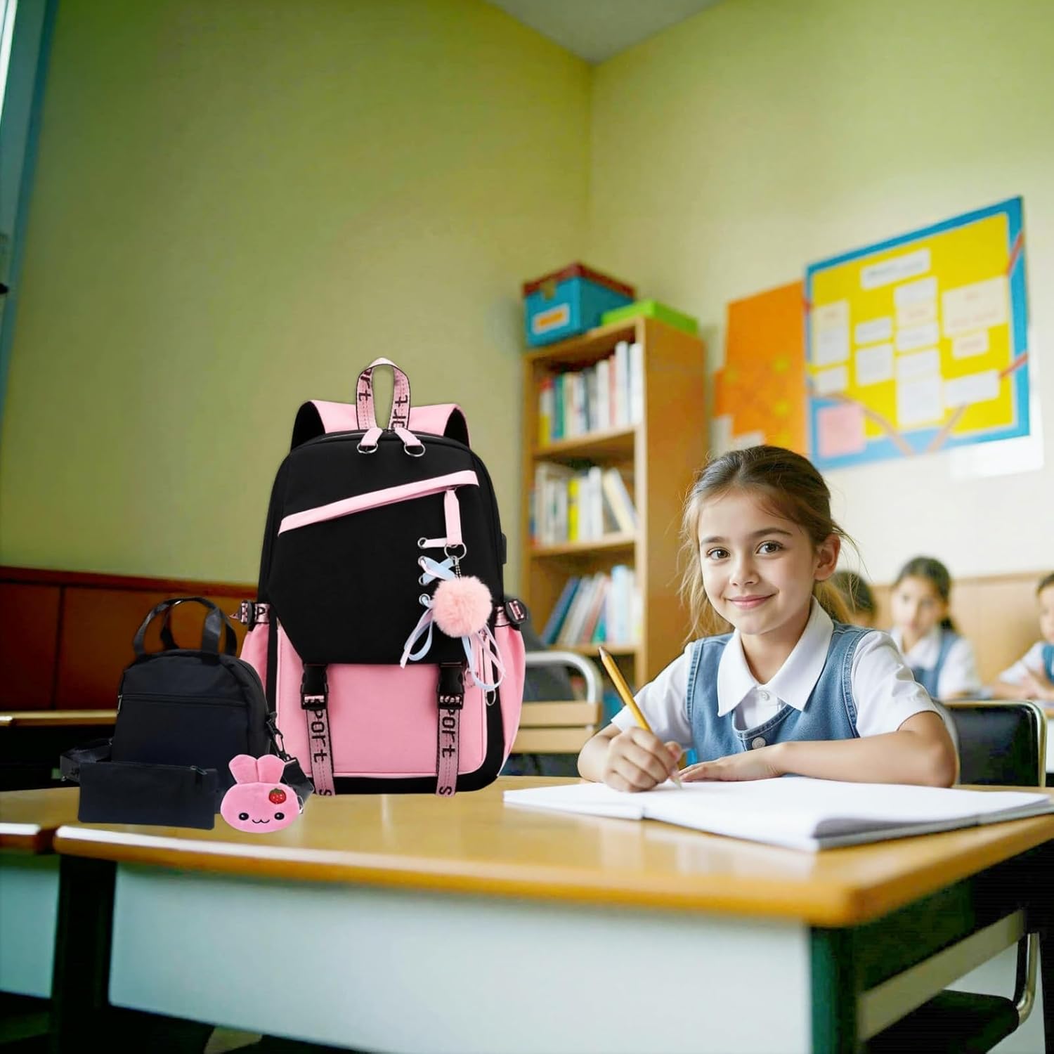 Girls Backpack with Case Girls Pink Backpacks