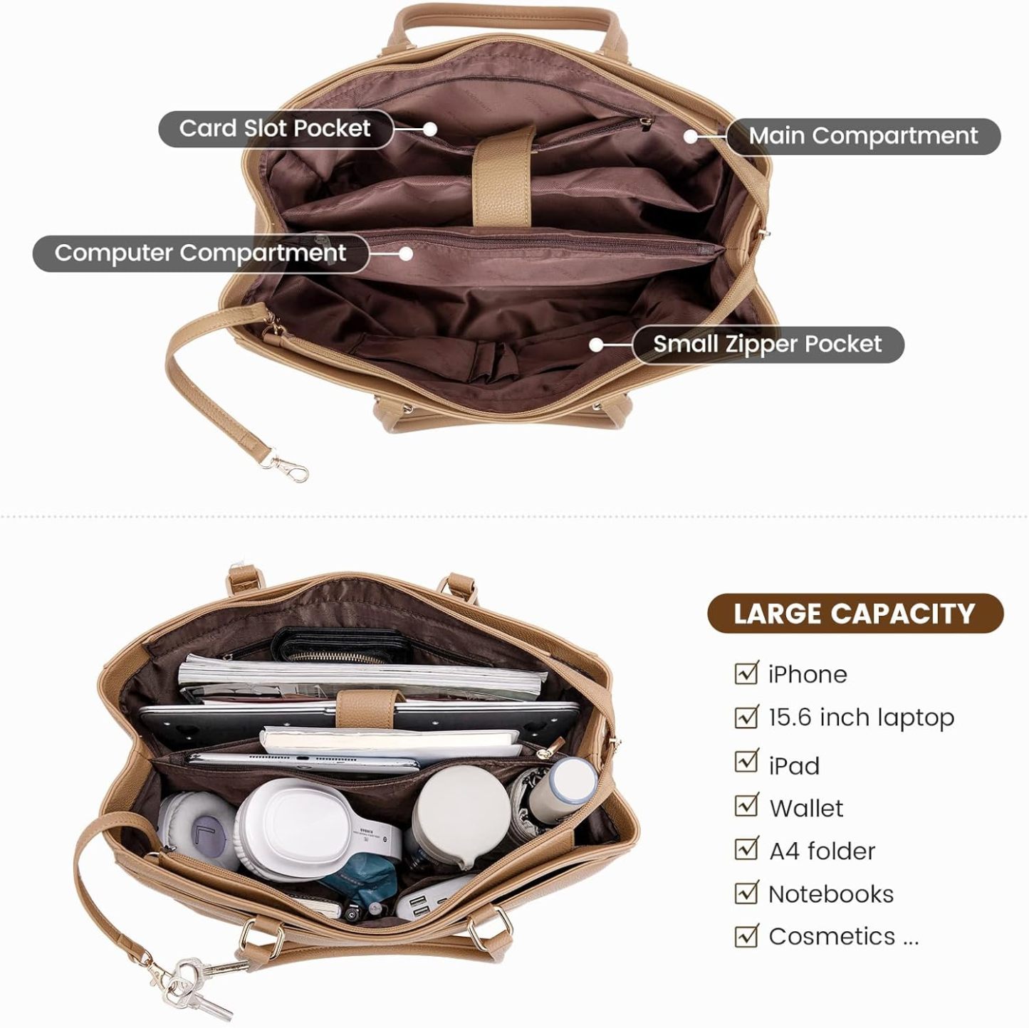 Laptop Tote Bag Waterproof Leather Computer Bags Business