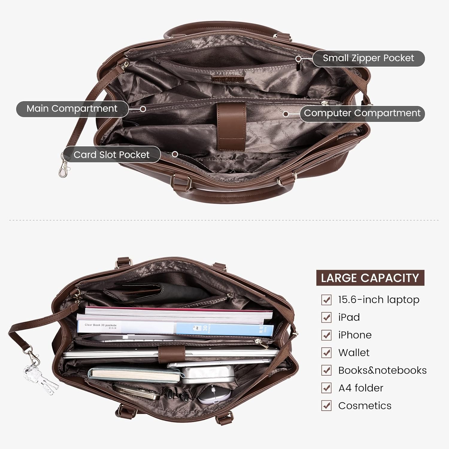 Laptop Tote Bag Waterproof Leather Computer Bags Business