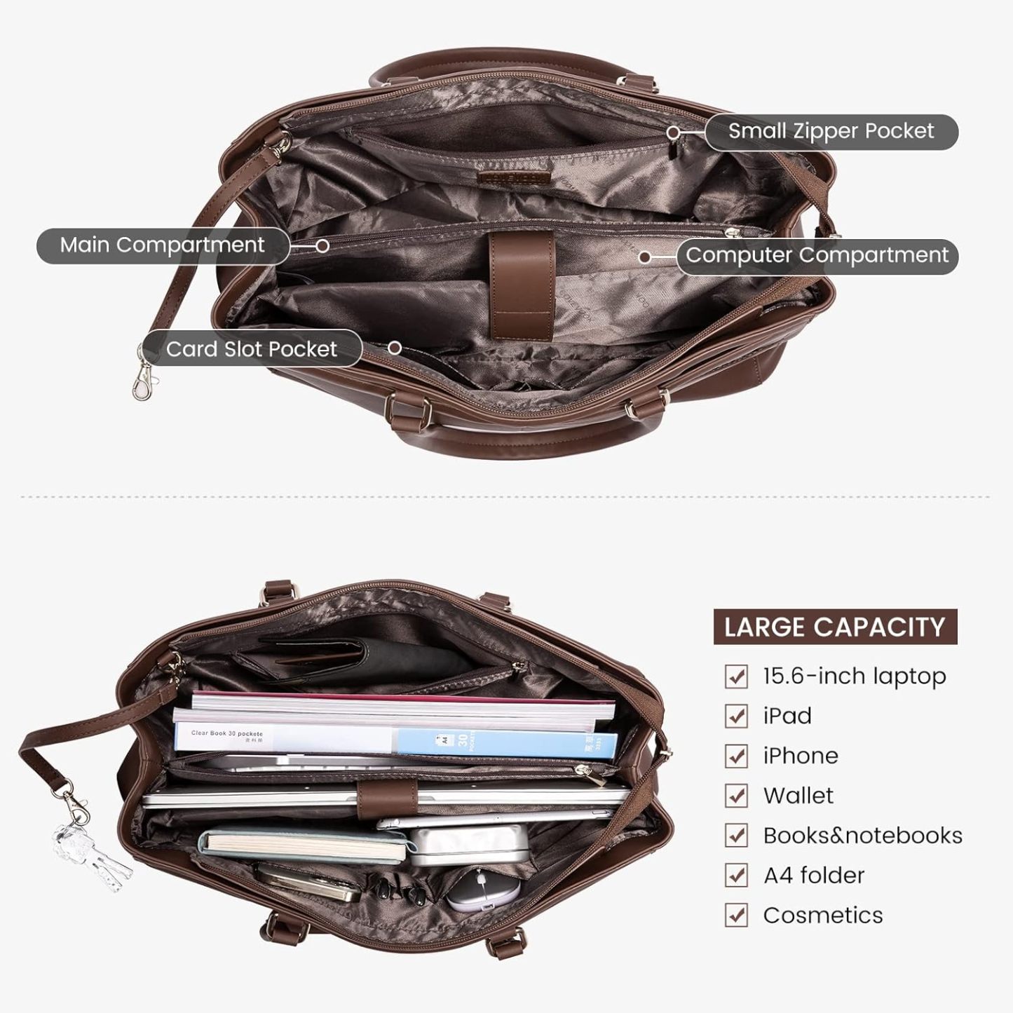 Laptop Tote Bag Waterproof Leather Computer Bags Business