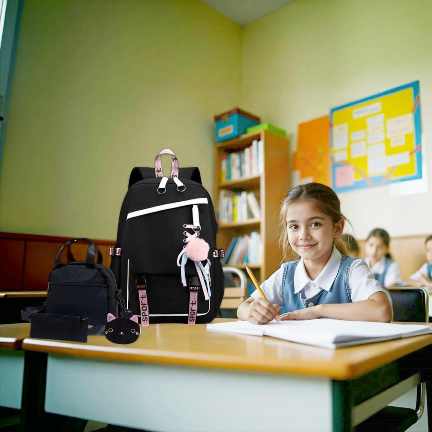 Girls Backpack with Case Girls Pink Backpacks