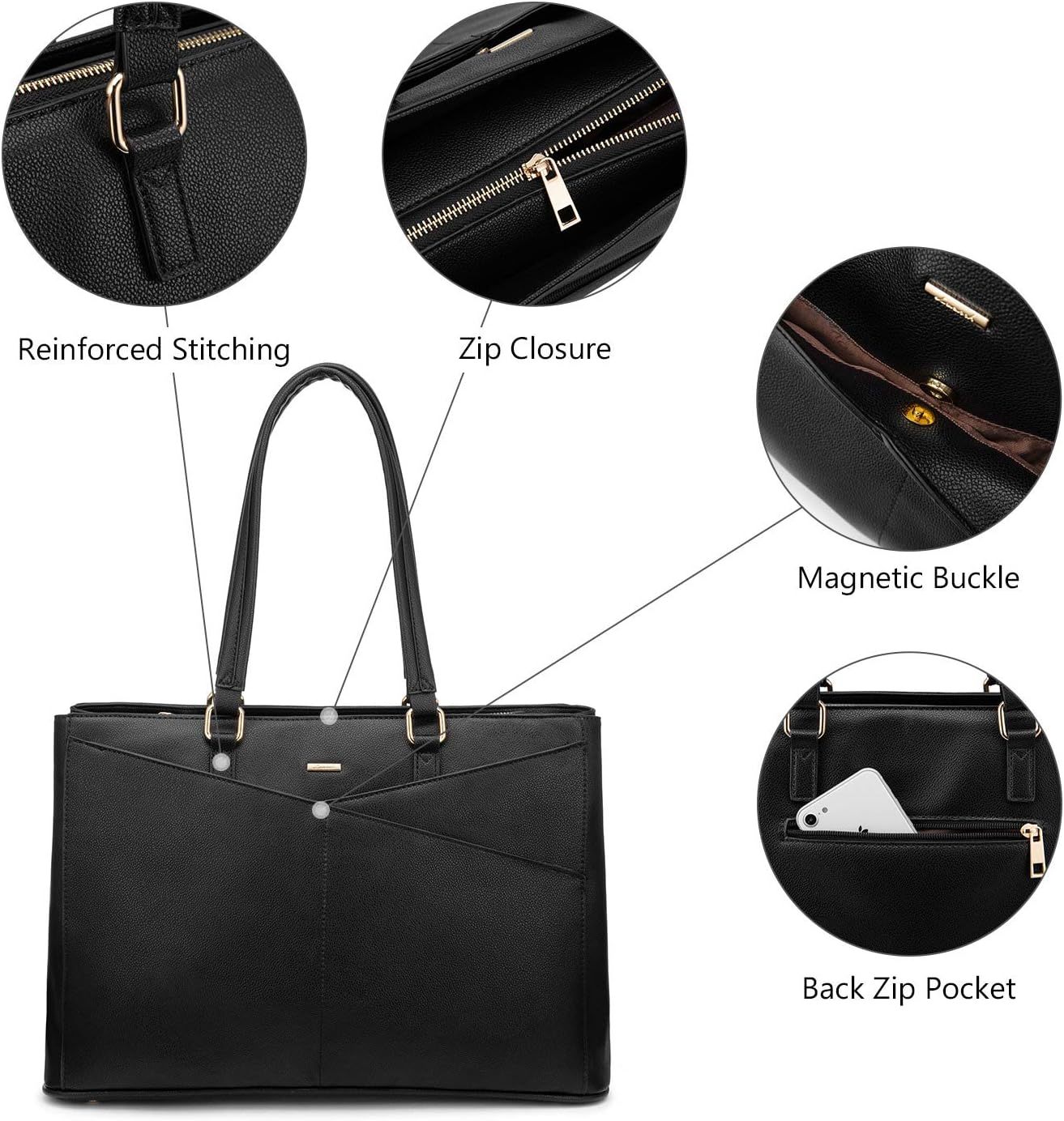 Laptop Tote Bag Waterproof Leather Computer Bags Business