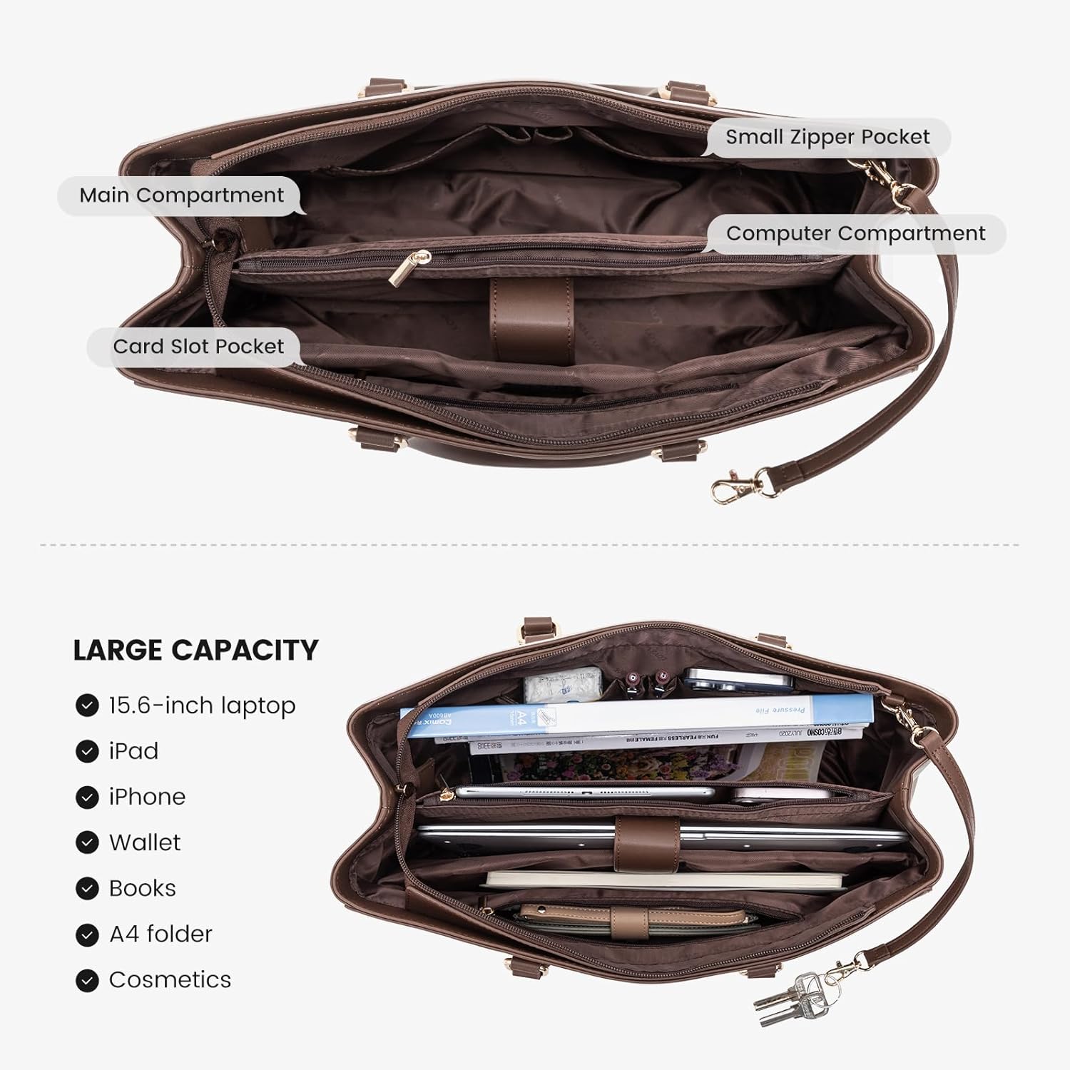 Laptop Tote Bag Waterproof Leather Computer Bags Business