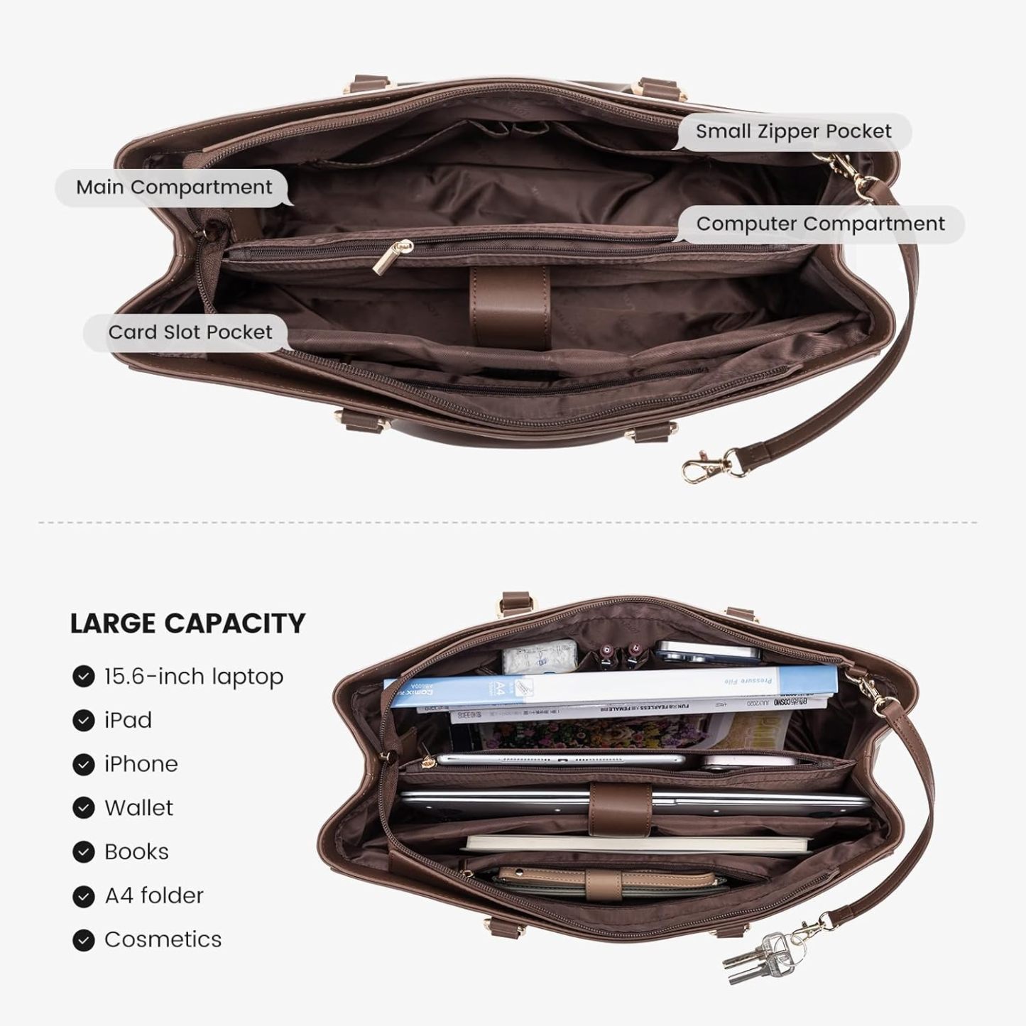 Laptop Tote Bag Waterproof Leather Computer Bags Business