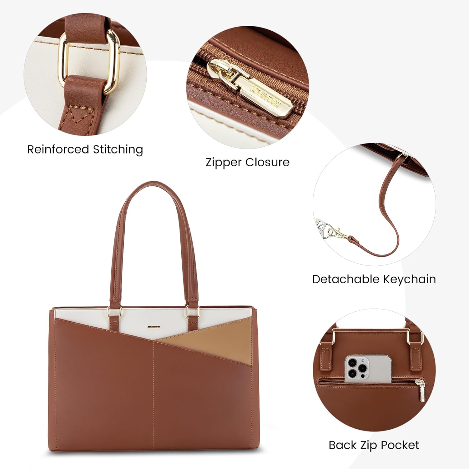 Laptop Tote Bag Waterproof Leather Computer Bags Business