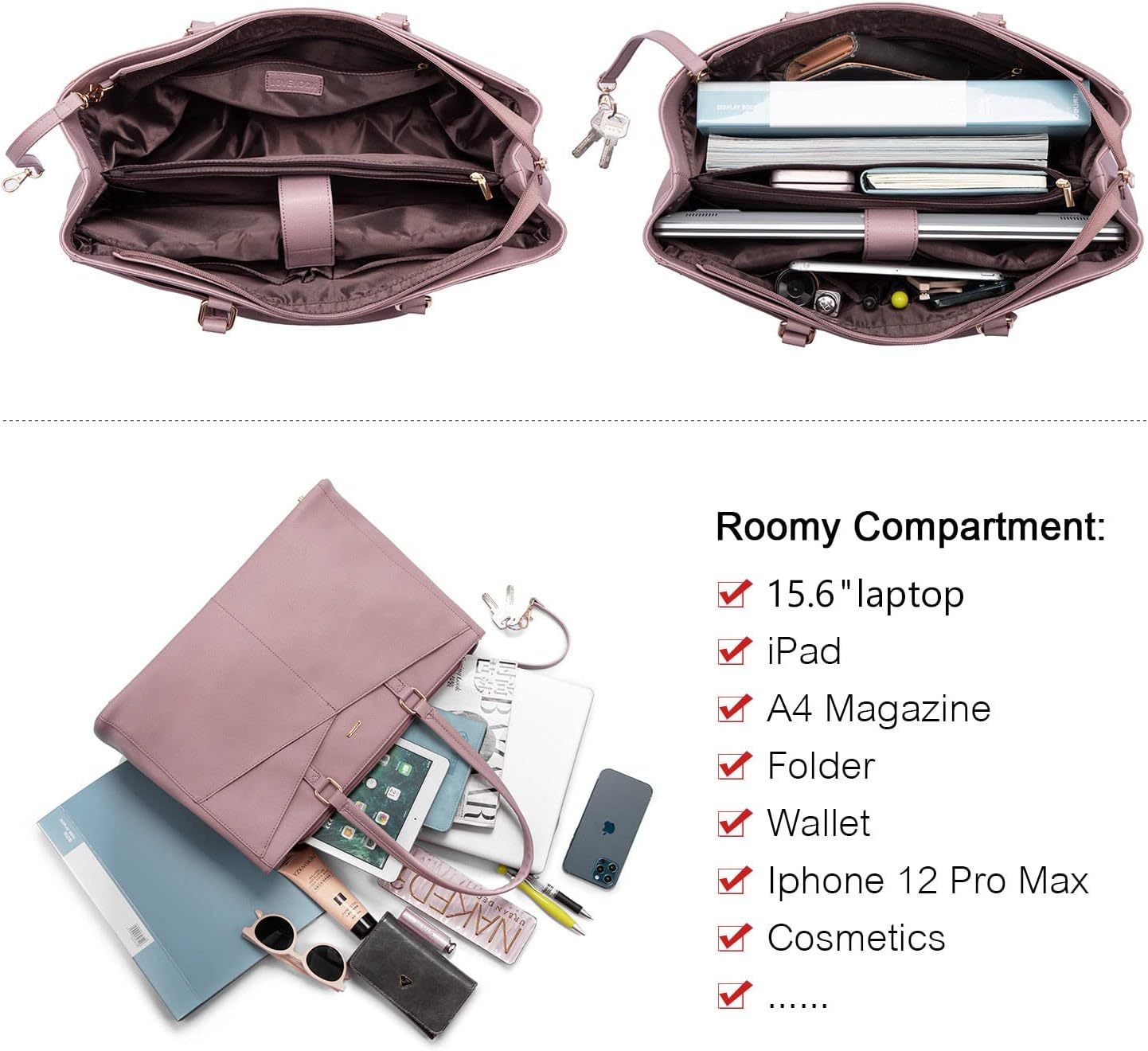Laptop Tote Bag Waterproof Leather Computer Bags Business