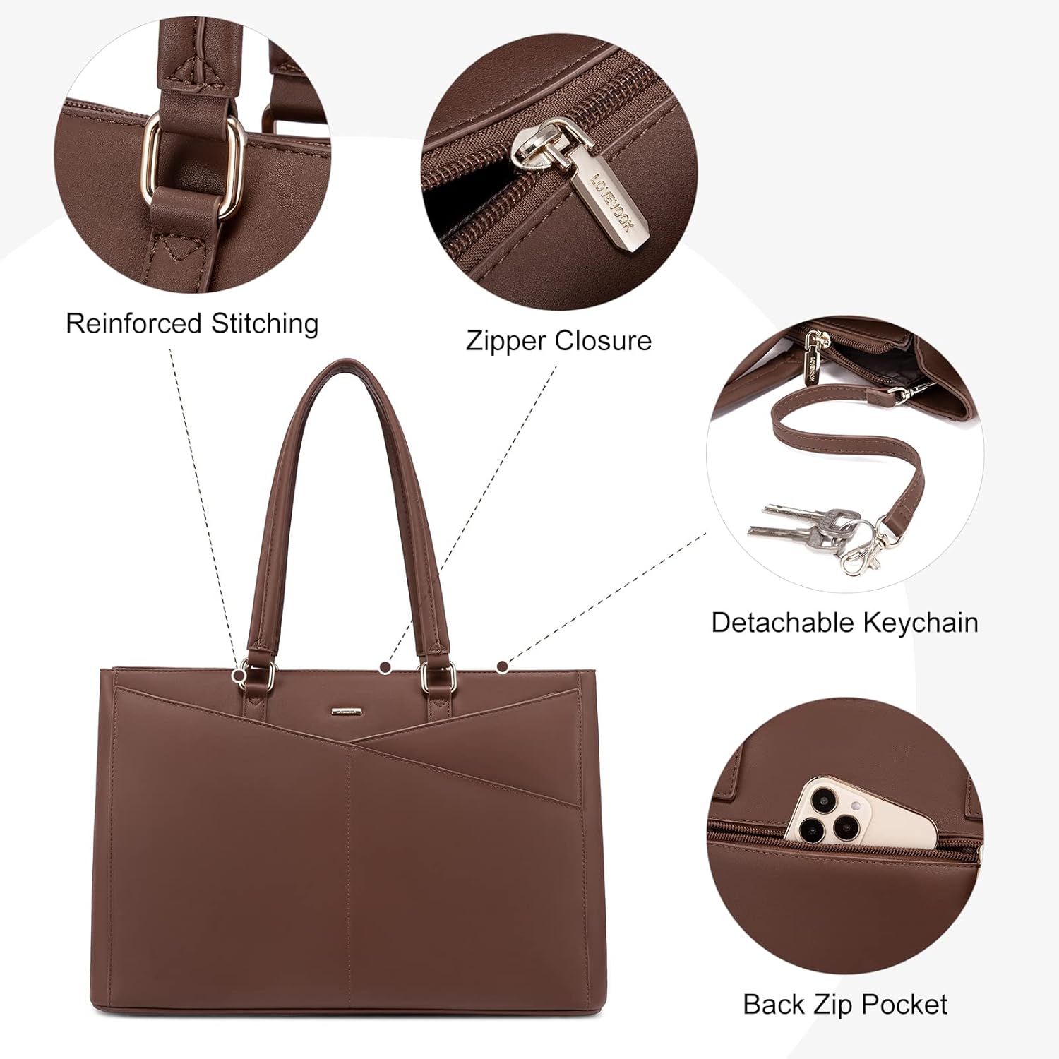 Laptop Tote Bag Waterproof Leather Computer Bags Business