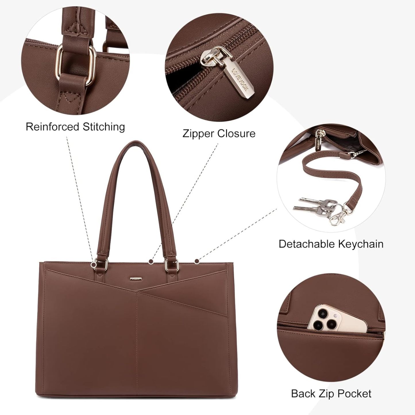 Laptop Tote Bag Waterproof Leather Computer Bags Business