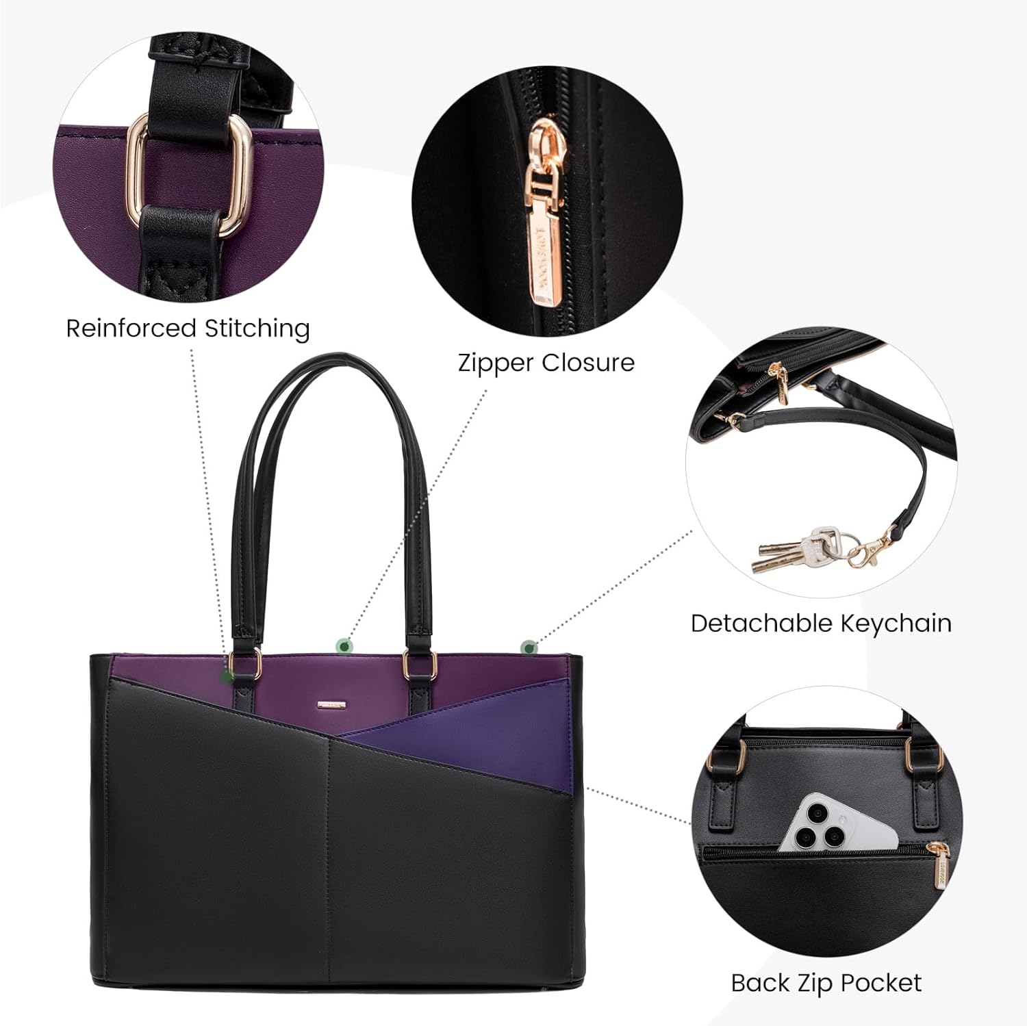 Laptop Tote Bag Waterproof Leather Computer Bags Business