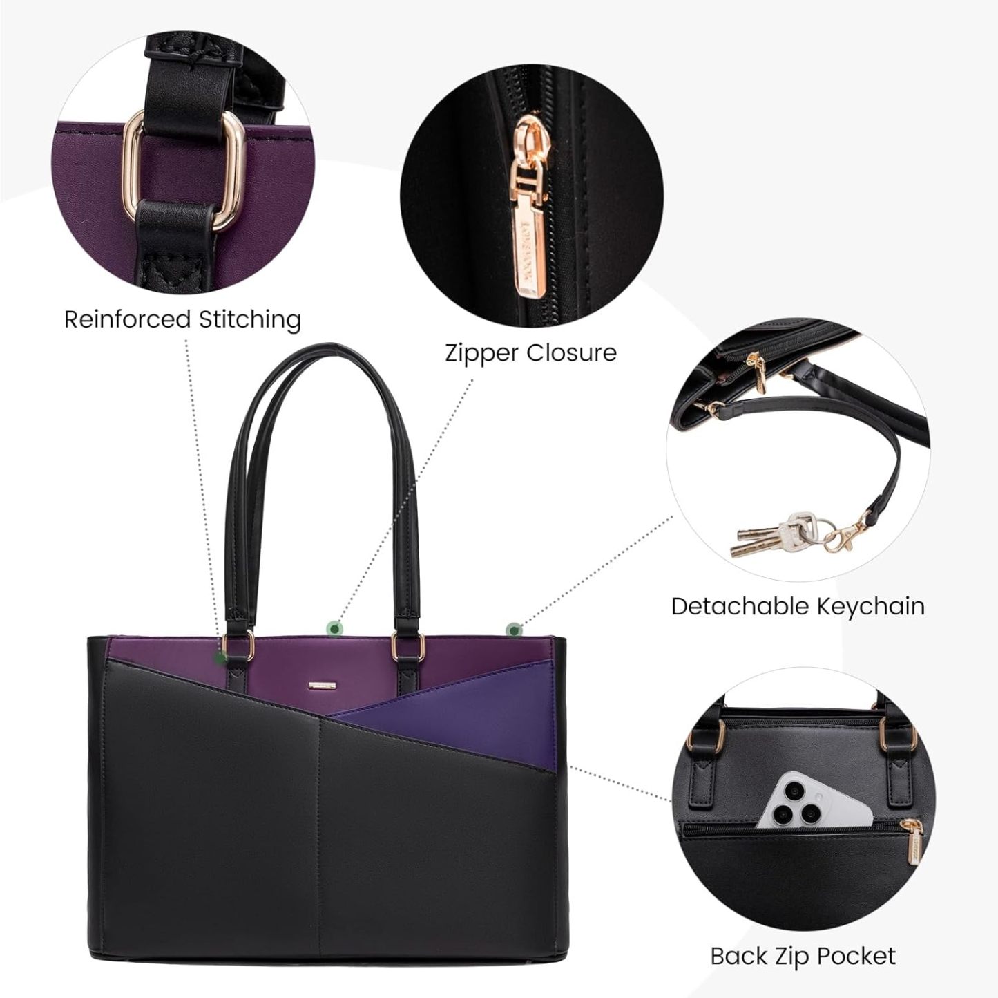 Laptop Tote Bag Waterproof Leather Computer Bags Business