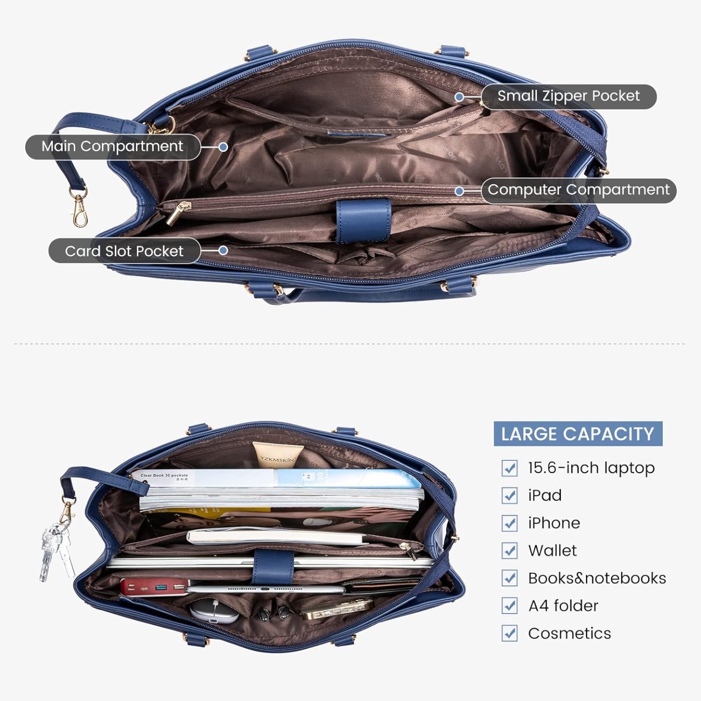 Laptop Tote Bag Waterproof Leather Computer Bags Business