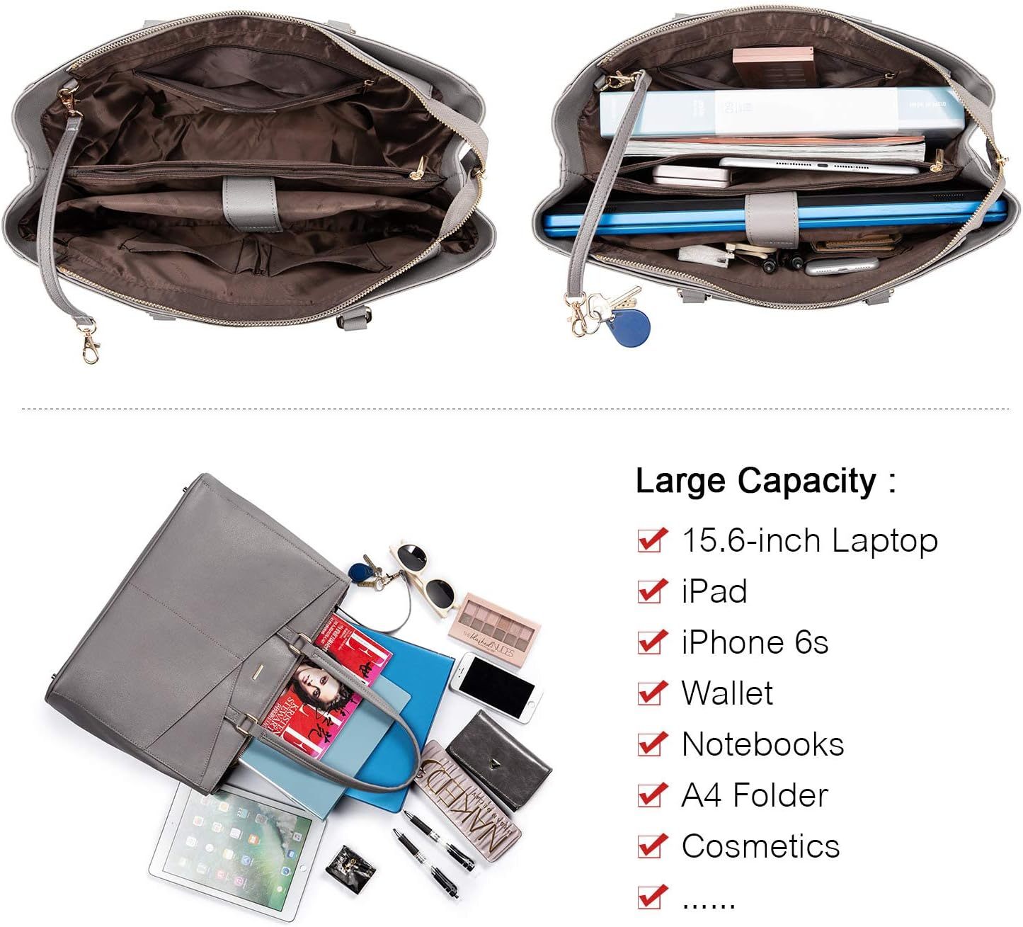 Laptop Tote Bag Waterproof Leather Computer Bags Business