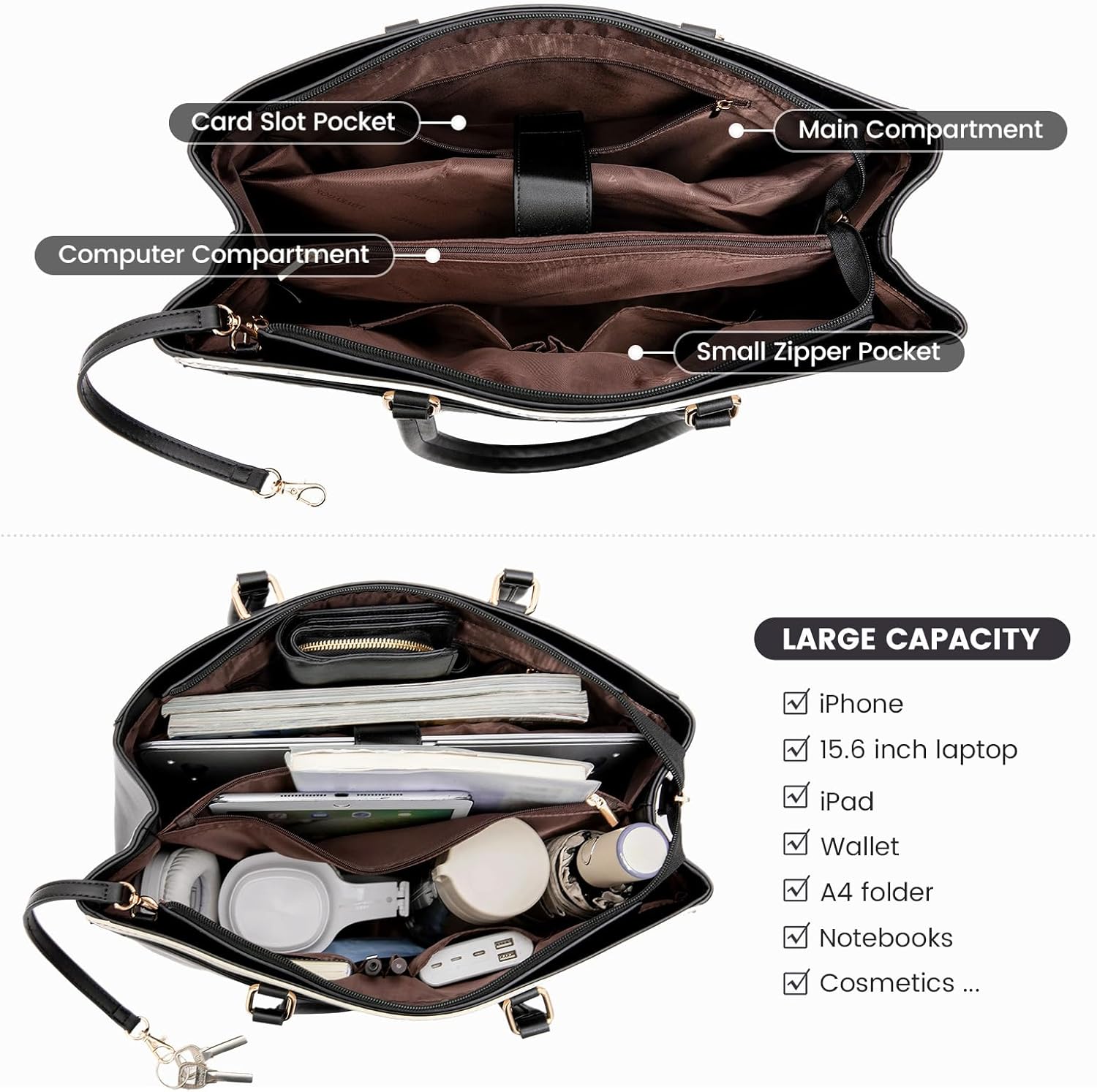 Laptop Tote Bag Waterproof Leather Computer Bags Business
