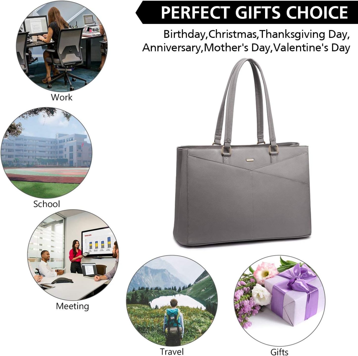 Laptop Tote Bag Waterproof Leather Computer Bags Business