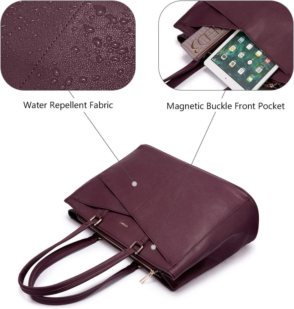Laptop Tote Bag Waterproof Leather Computer Bags Business