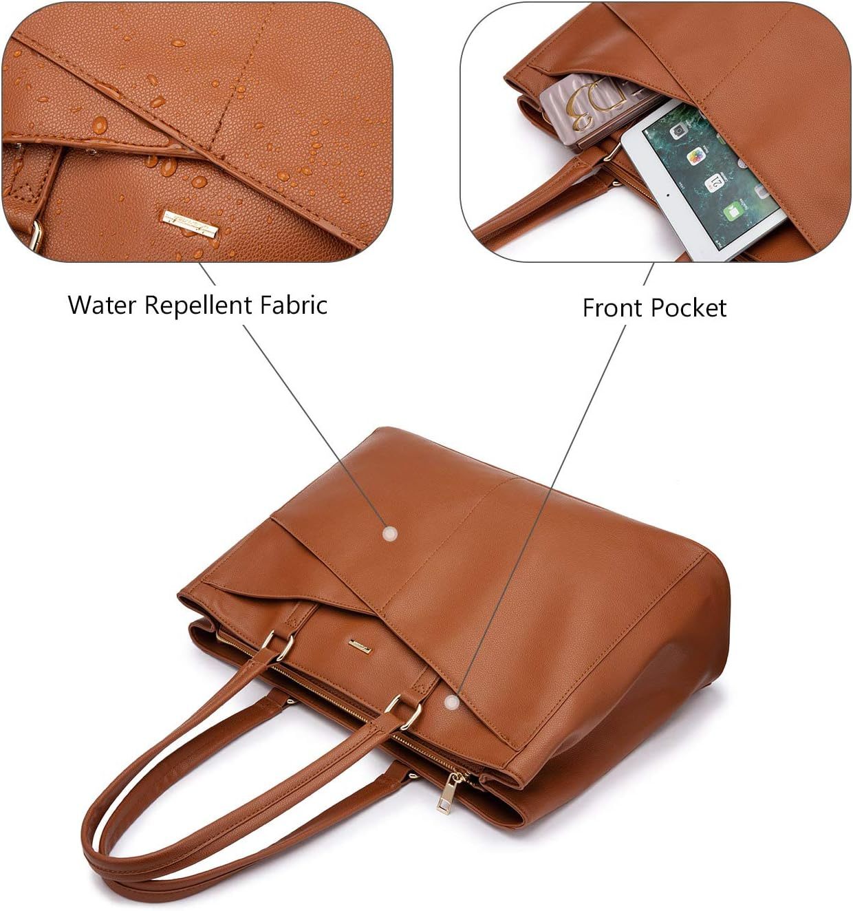 Laptop Tote Bag Waterproof Leather Computer Bags Business