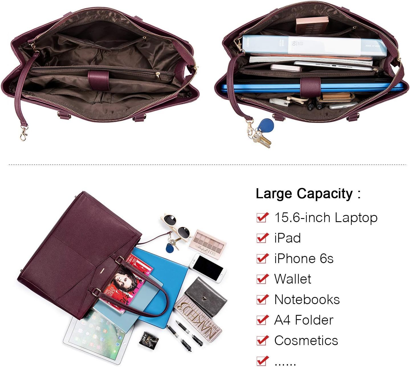 Laptop Tote Bag Waterproof Leather Computer Bags Business