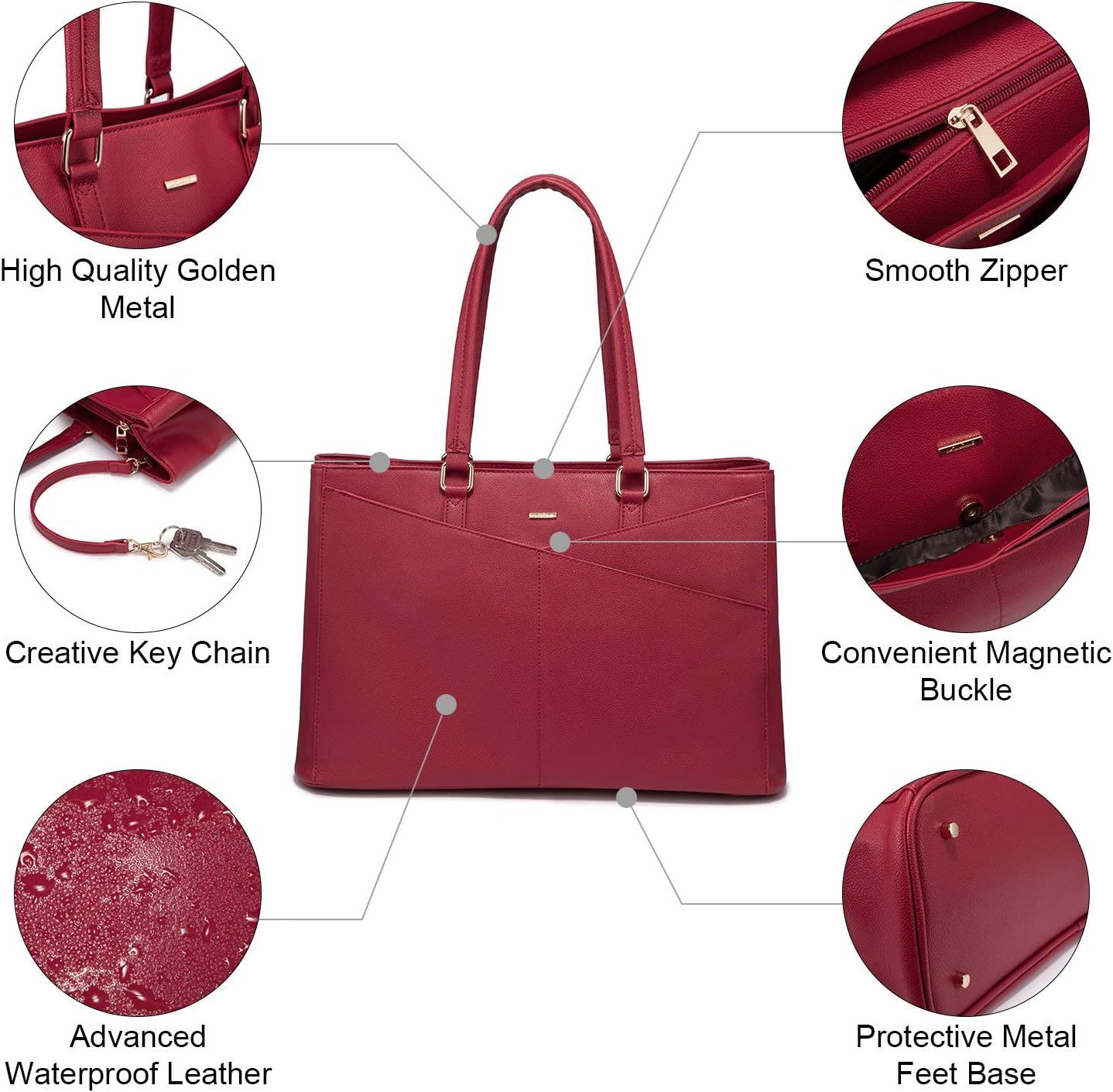 Laptop Tote Bag Waterproof Leather Computer Bags Business
