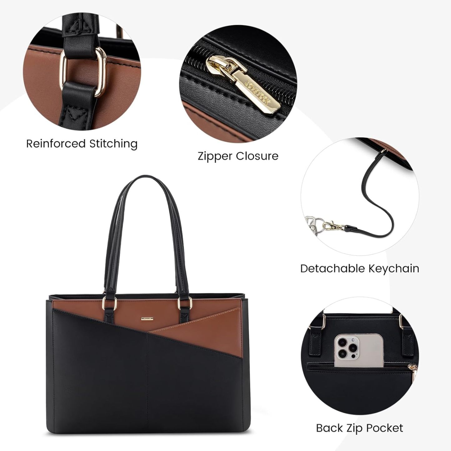 Laptop Tote Bag Waterproof Leather Computer Bags Business