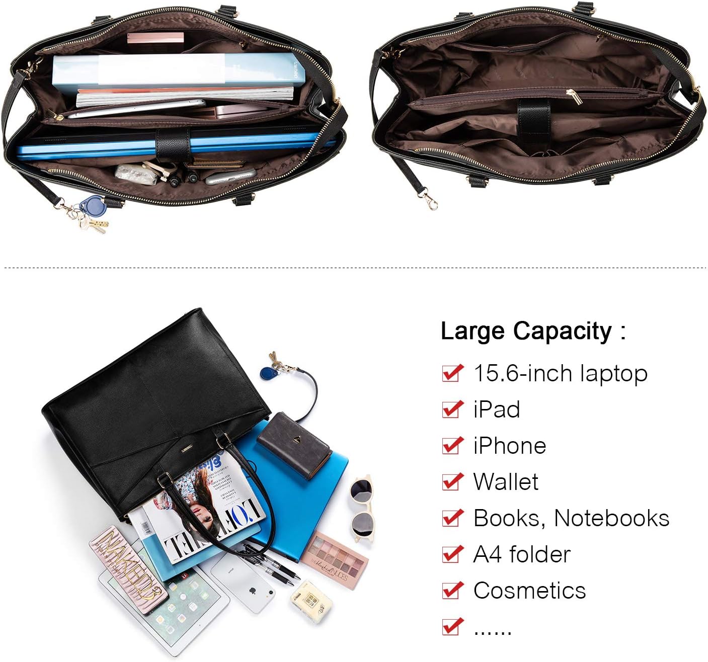 Laptop Tote Bag Waterproof Leather Computer Bags Business