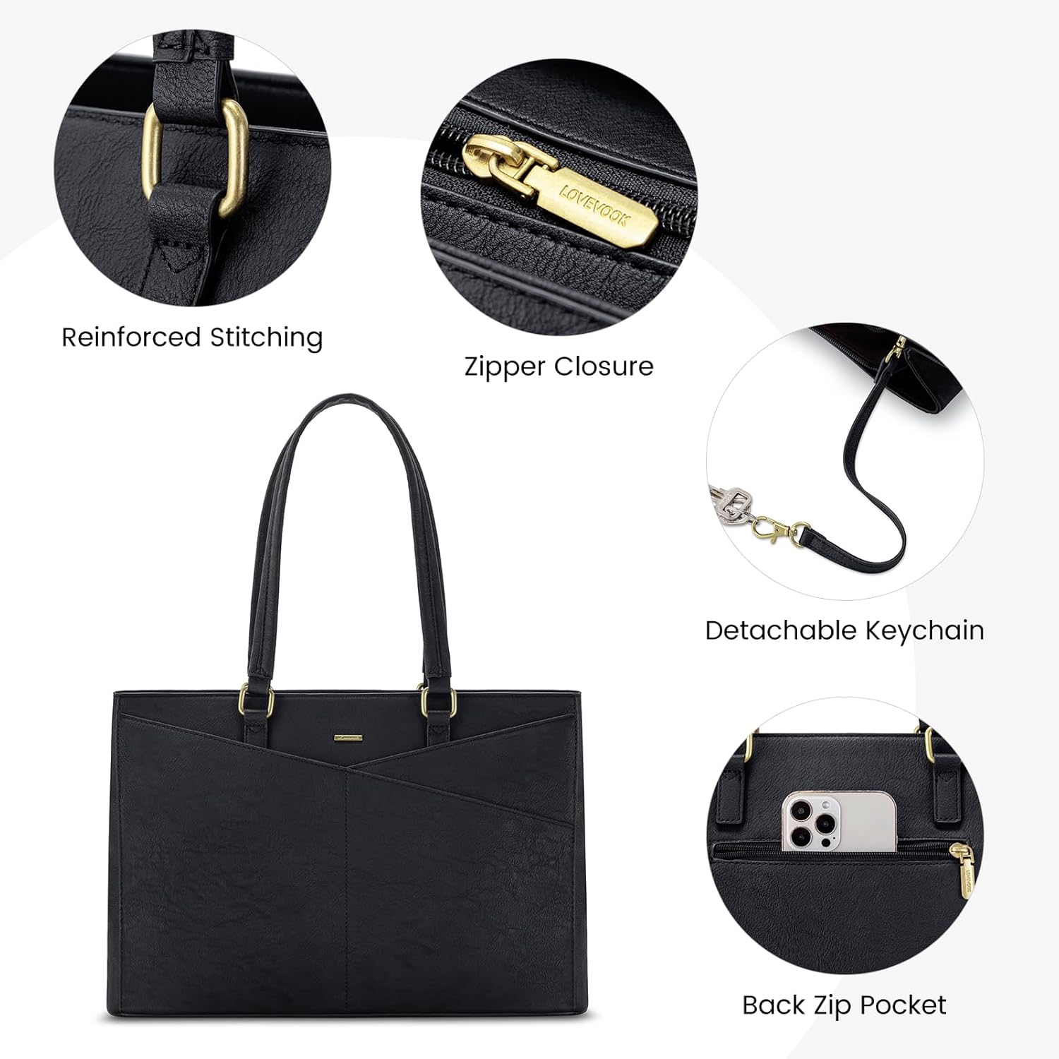 Laptop Tote Bag Waterproof Leather Computer Bags Business