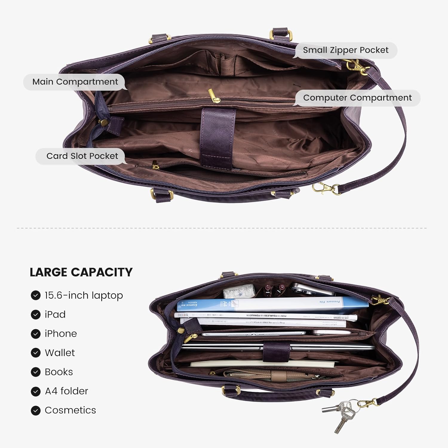 Laptop Tote Bag Waterproof Leather Computer Bags Business