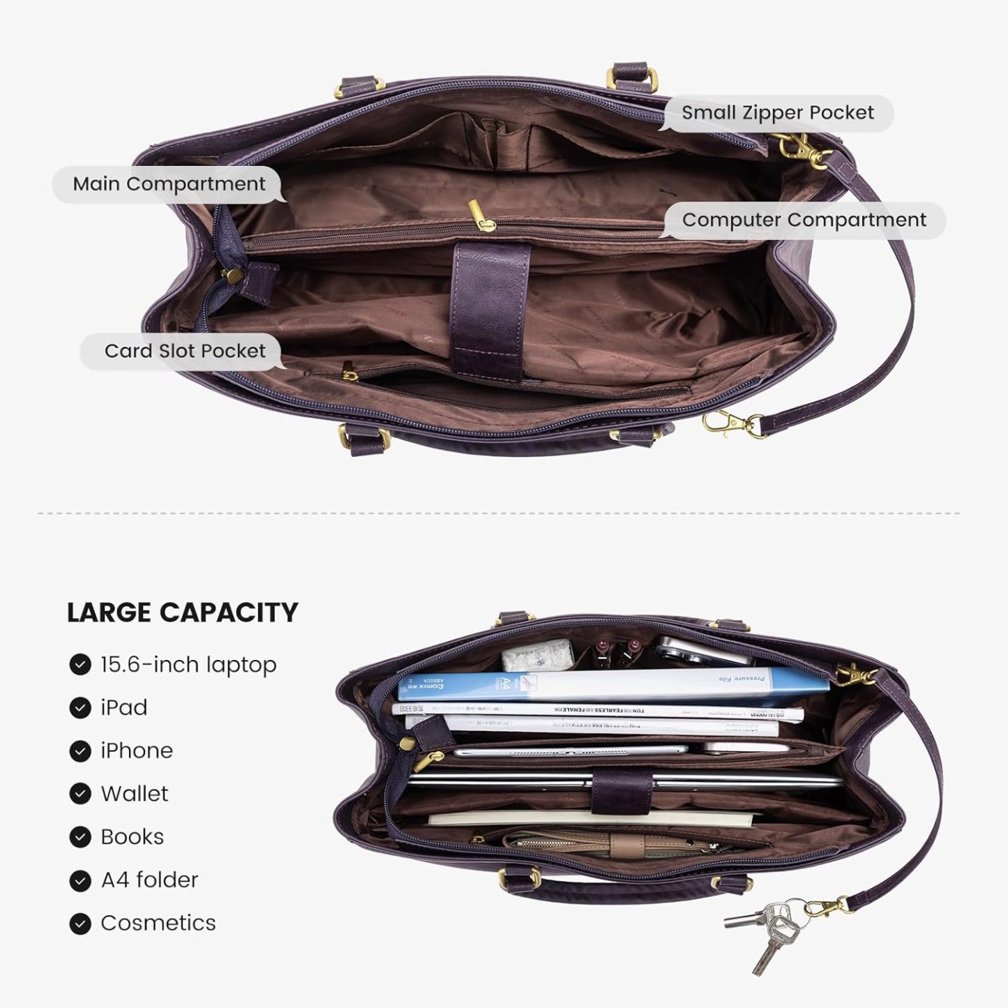 Laptop Tote Bag Waterproof Leather Computer Bags Business