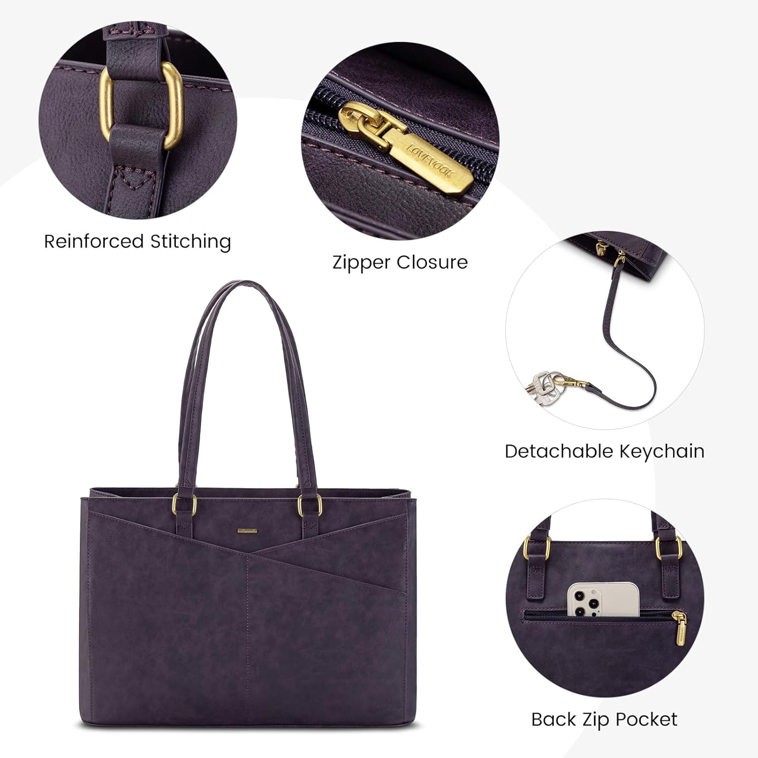 Laptop Tote Bag Waterproof Leather Computer Bags Business