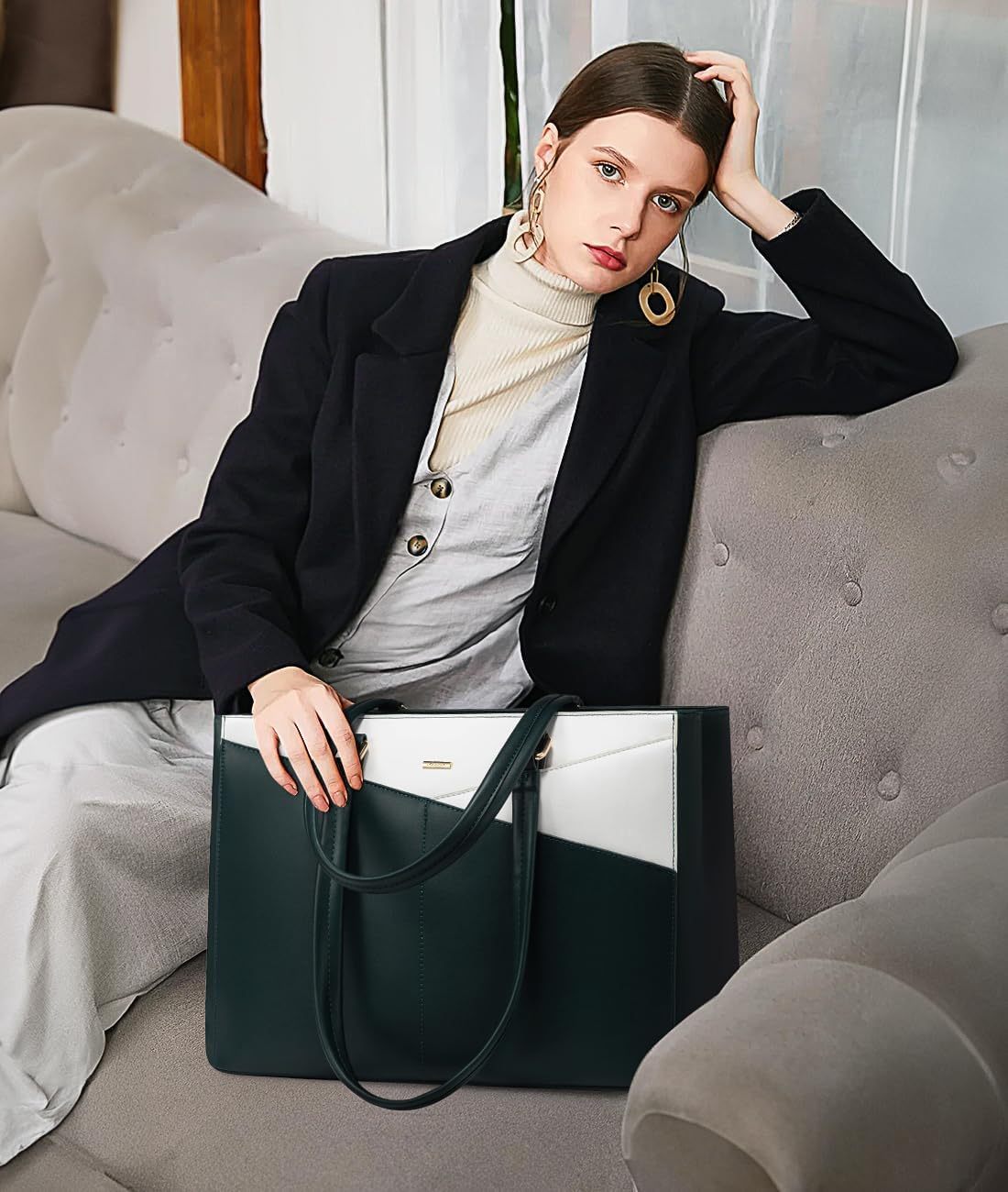 Laptop Tote Bag Waterproof Leather Computer Bags Business