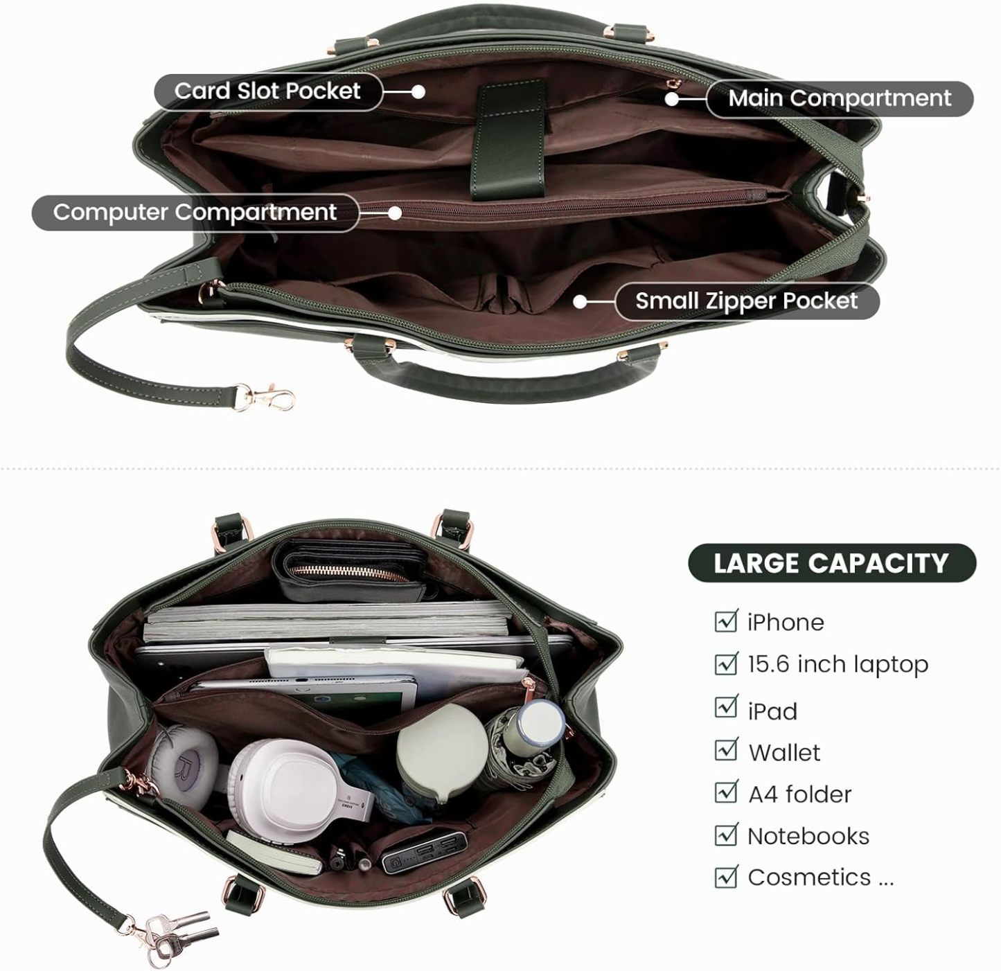 Laptop Tote Bag Waterproof Leather Computer Bags Business