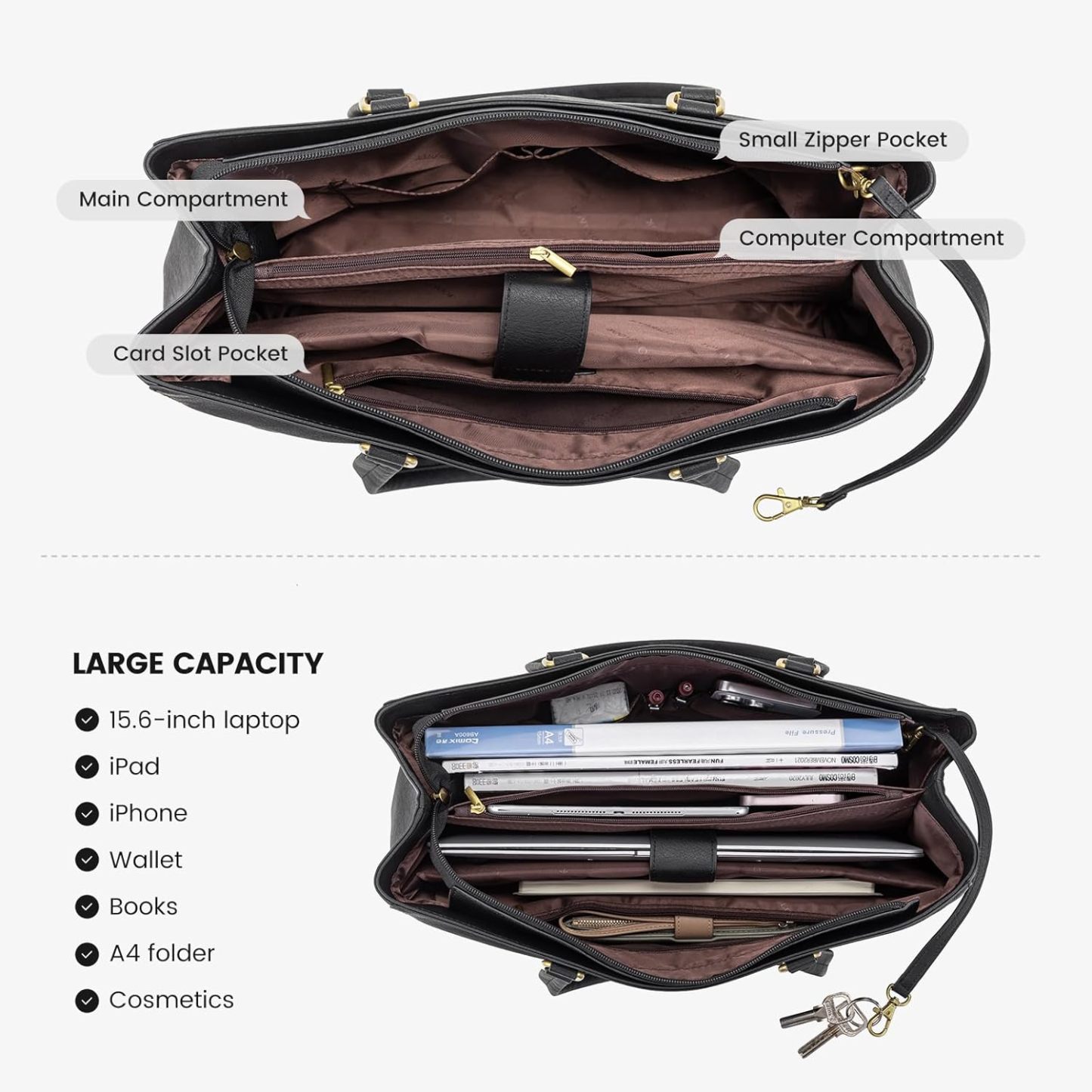 Laptop Tote Bag Waterproof Leather Computer Bags Business