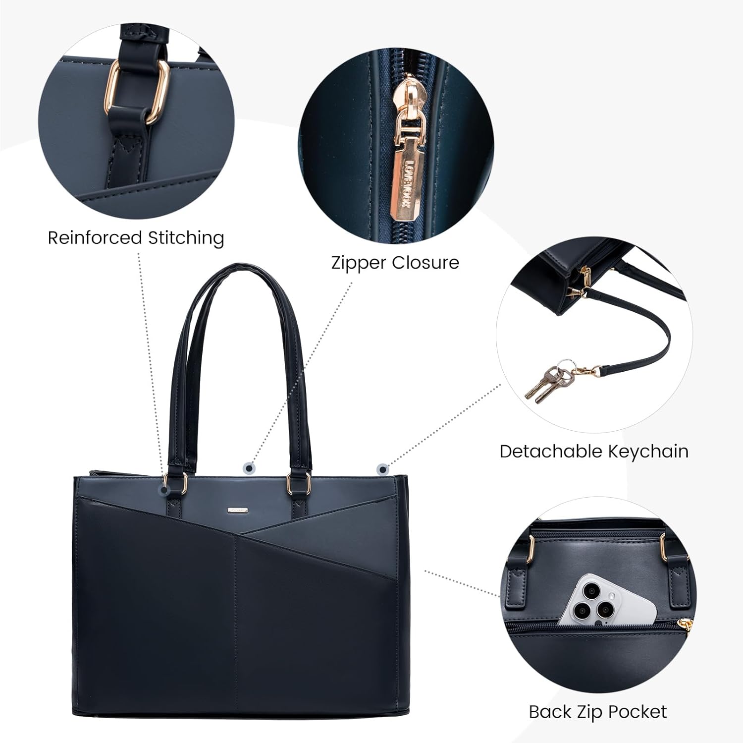 Laptop Tote Bag Waterproof Leather Computer Bags Business