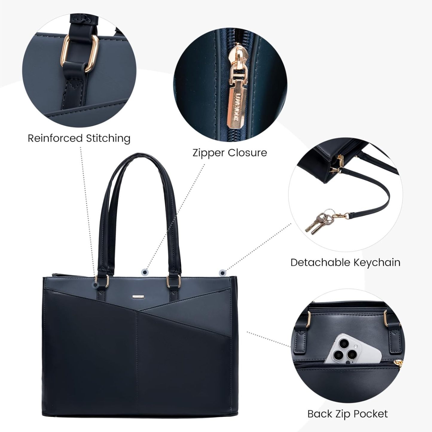 Laptop Tote Bag Waterproof Leather Computer Bags Business