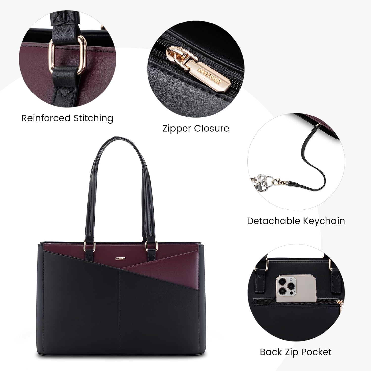 Laptop Tote Bag Waterproof Leather Computer Bags Business
