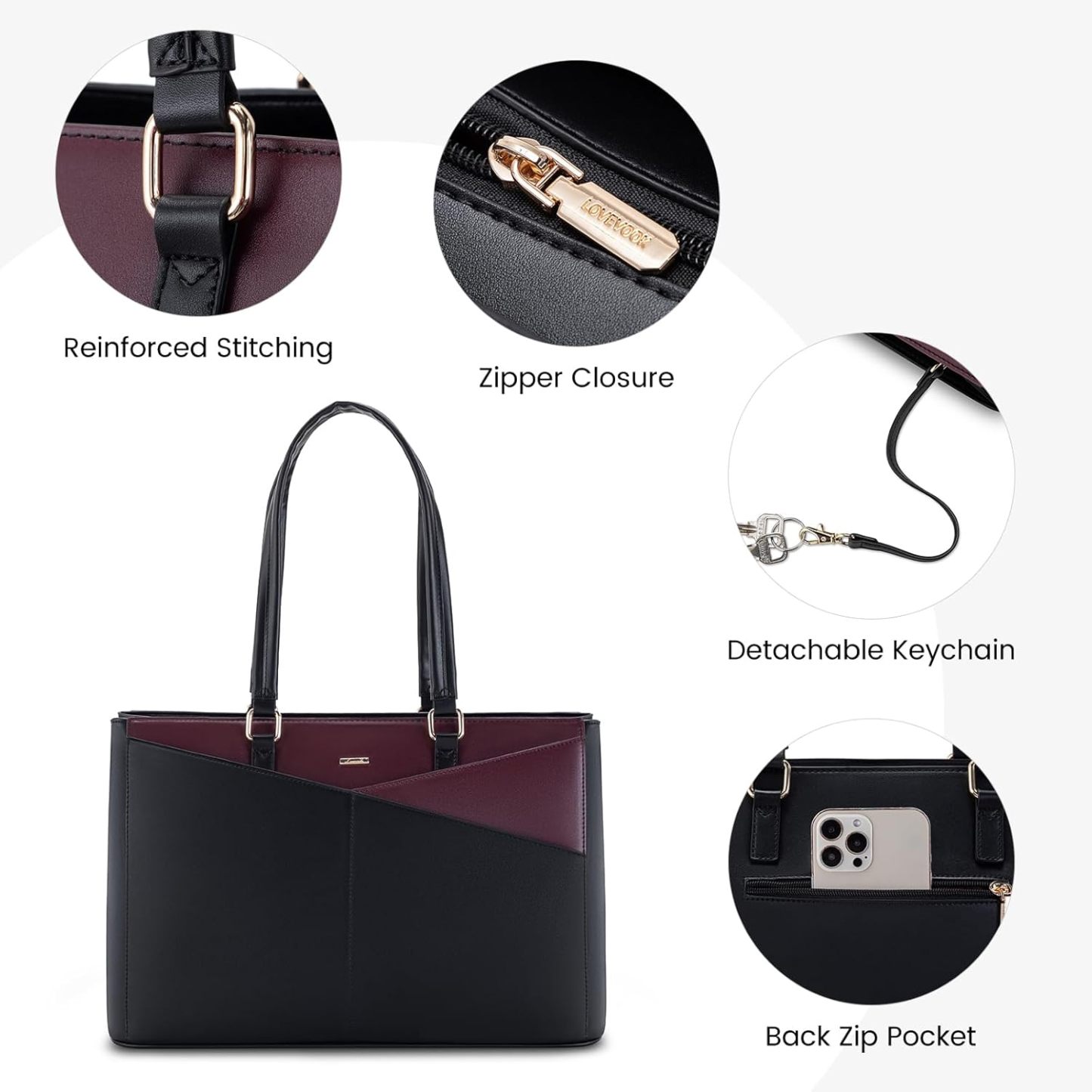 Laptop Tote Bag Waterproof Leather Computer Bags Business